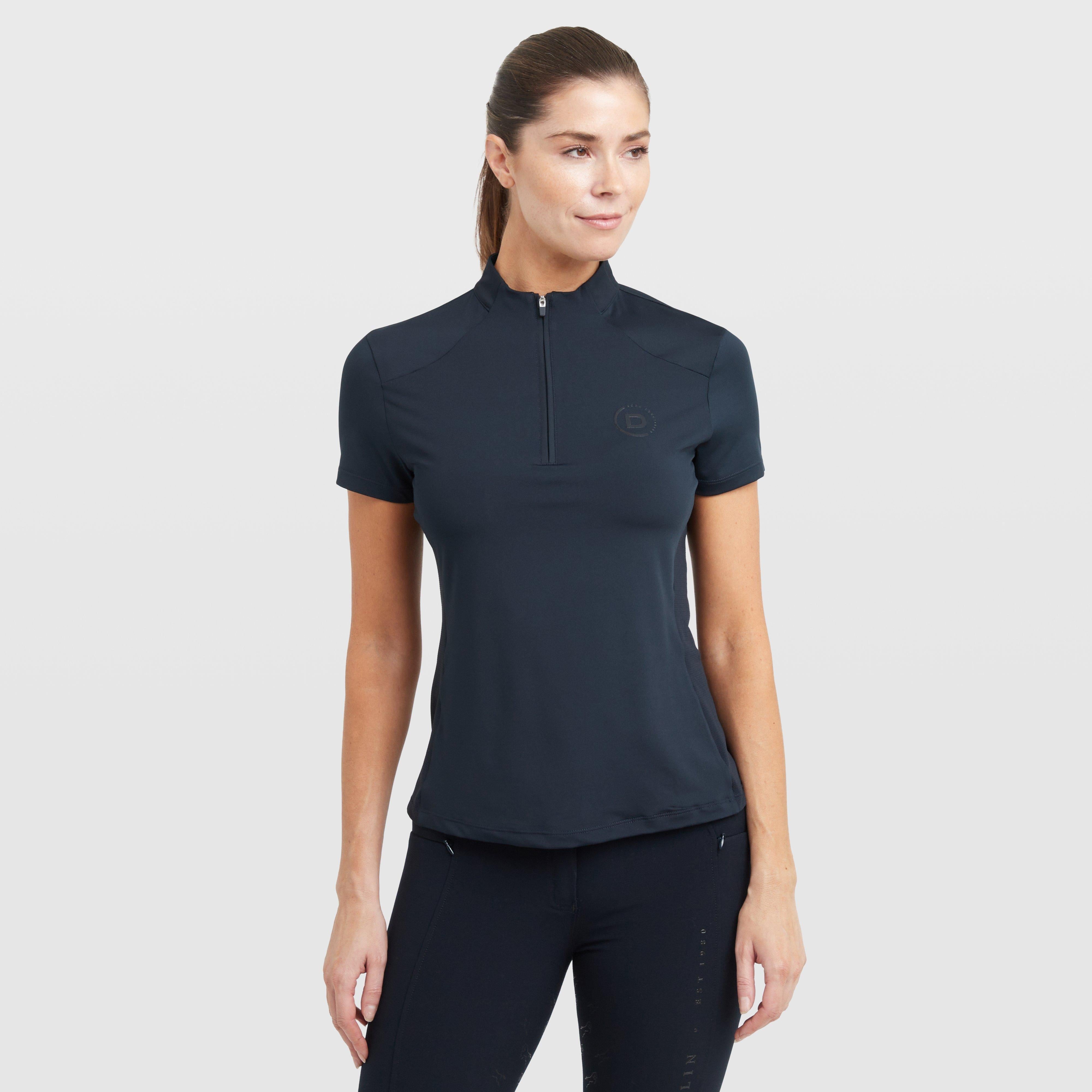 Womens 1/4 Zip Short Sleeve Top Navy