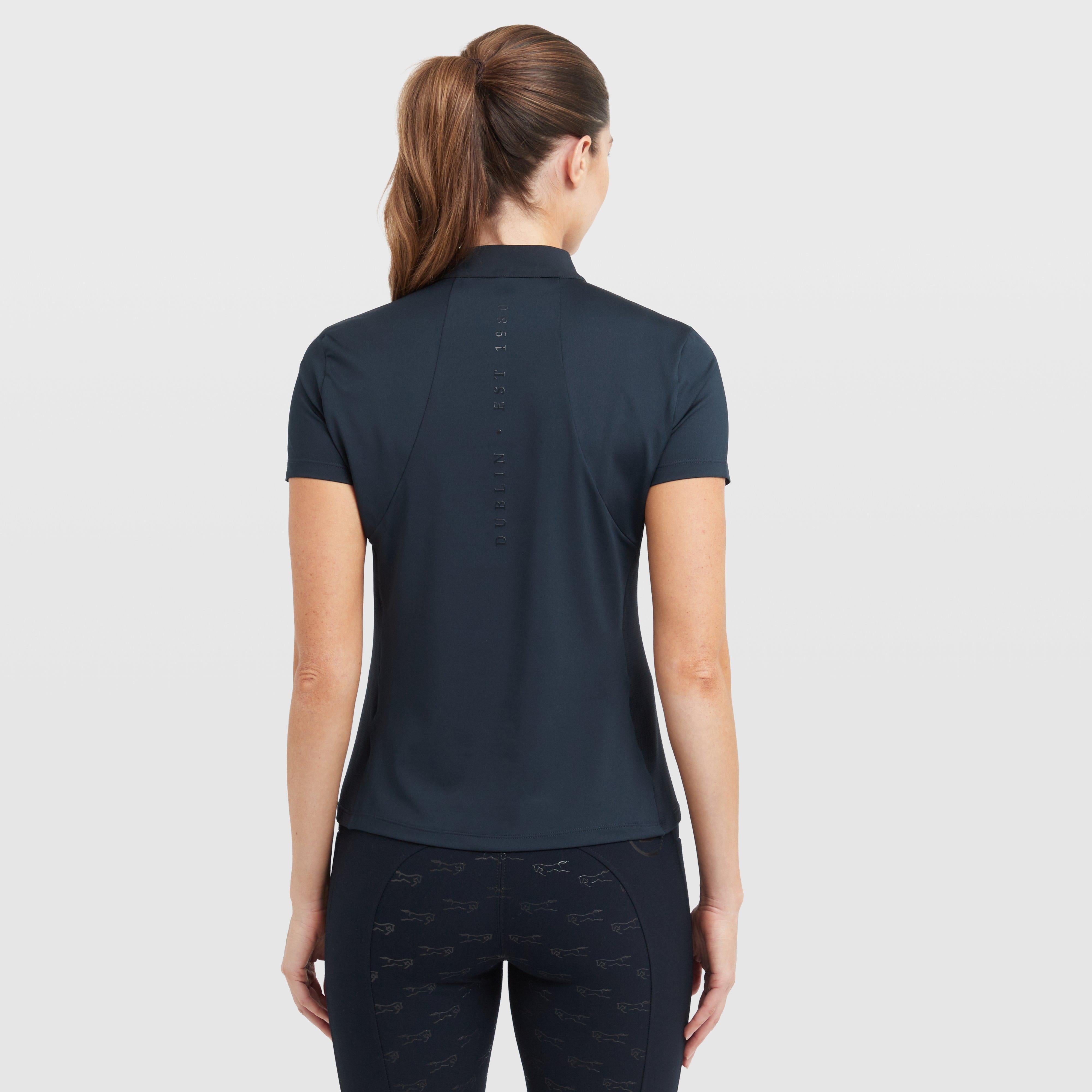 Womens 1/4 Zip Short Sleeve Top Navy