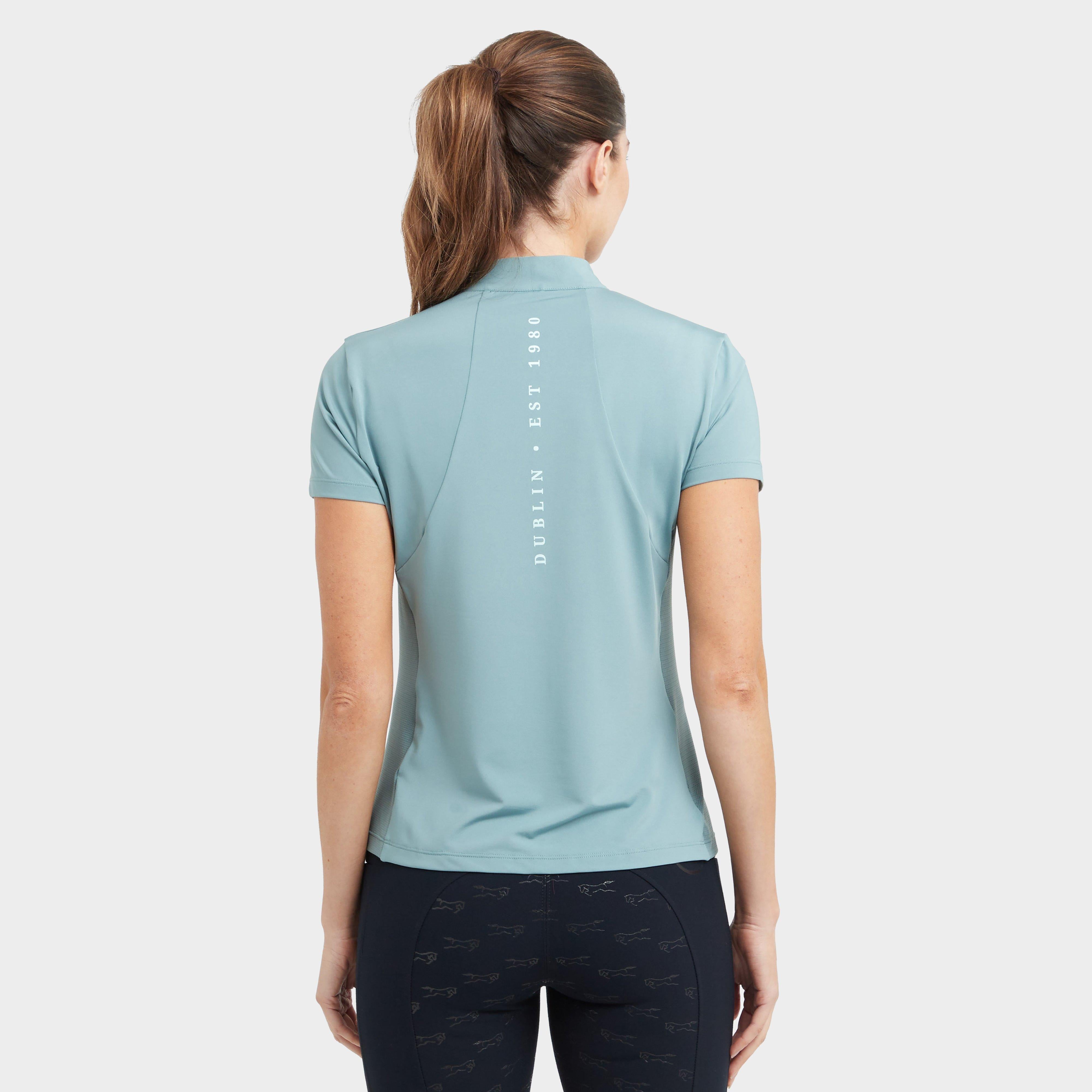 Womens 1/4 Zip Short Sleeve Top Washed Teal