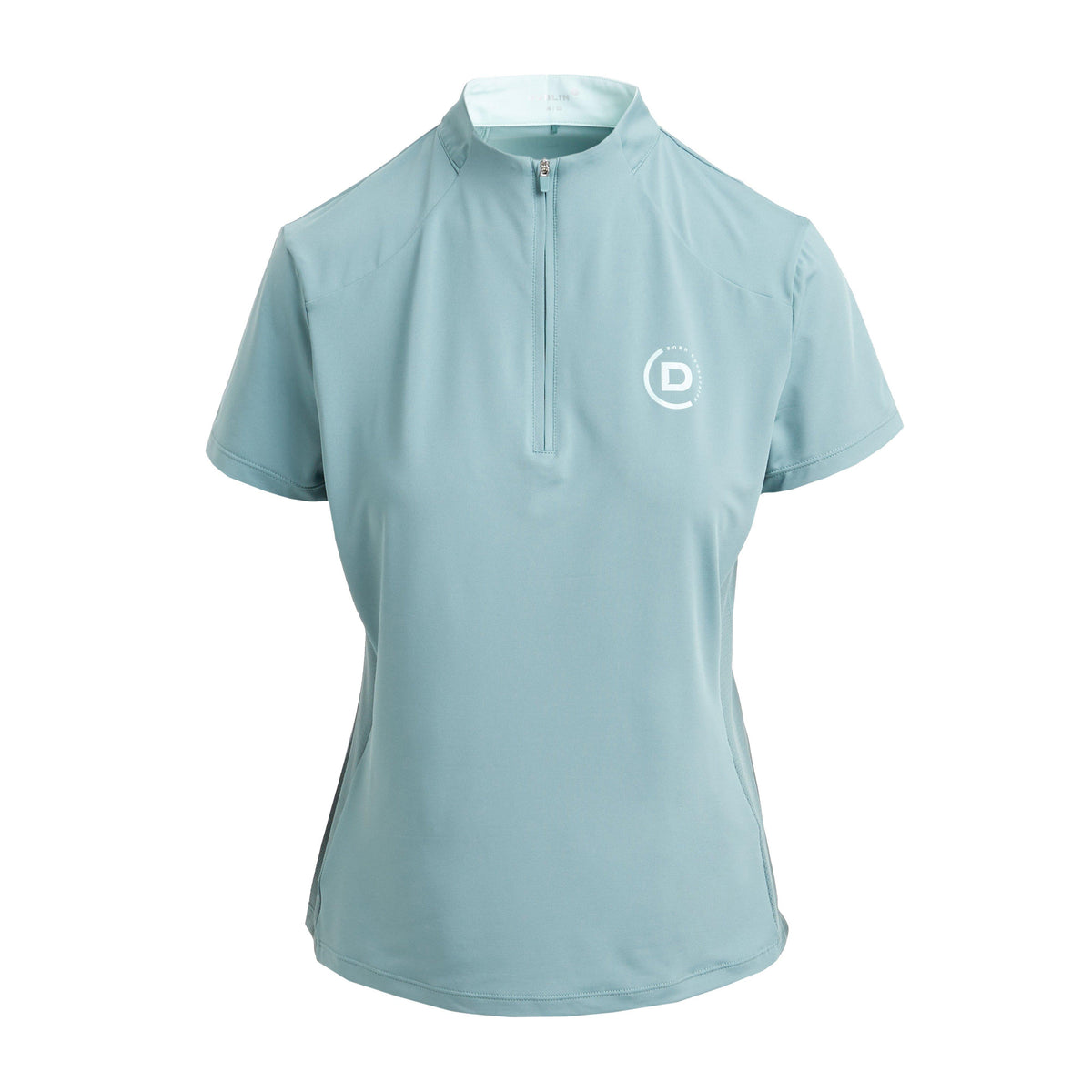 Womens 1/4 Zip Short Sleeve Top Washed Teal