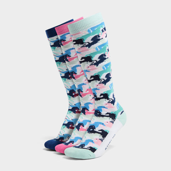 Adults 3 Pack Socks Multicolour Horse