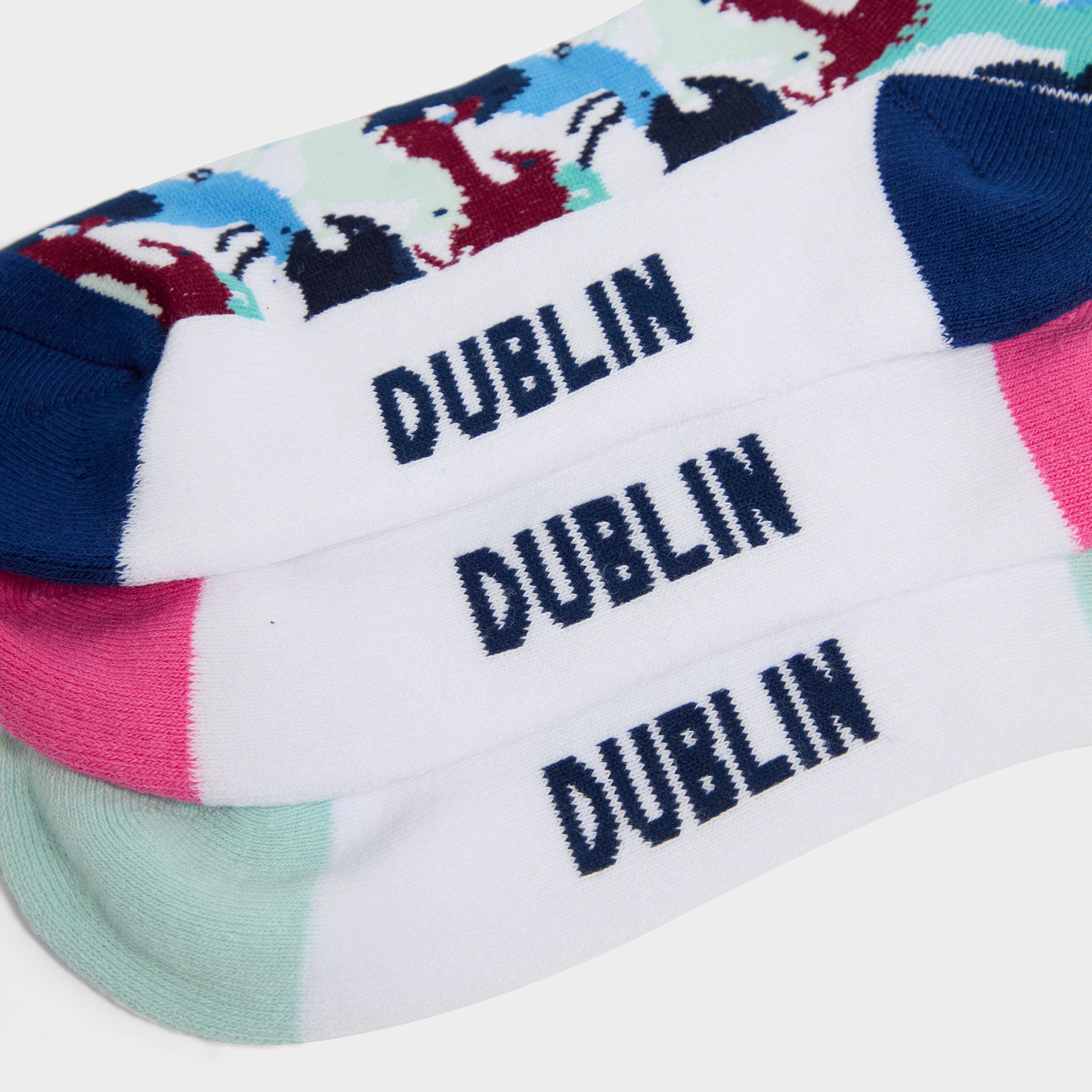 Adults 3 Pack Socks Multicolour Horse