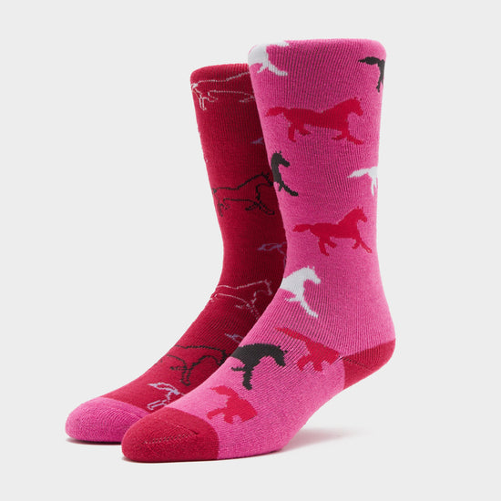 Kids Equestrian Midweight Horseshoe Socks Cerise/Pink