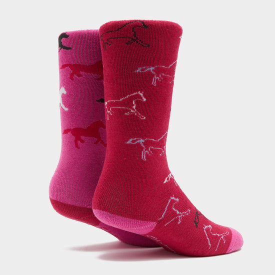 Kids Equestrian Midweight Horseshoe Socks Cerise/Pink