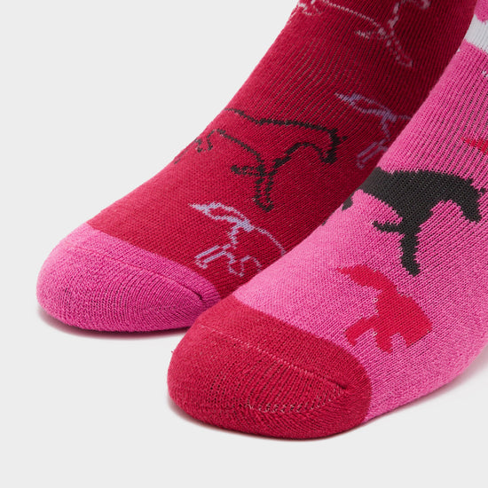Kids Equestrian Midweight Horseshoe Socks Cerise/Pink