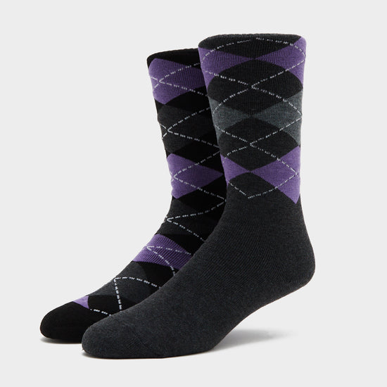 Womens Midweight Argyle Lingfield 2 Pack Socks Charcoal/Black