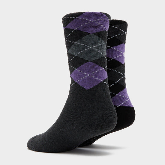 Womens Midweight Argyle Lingfield 2 Pack Socks Charcoal/Black