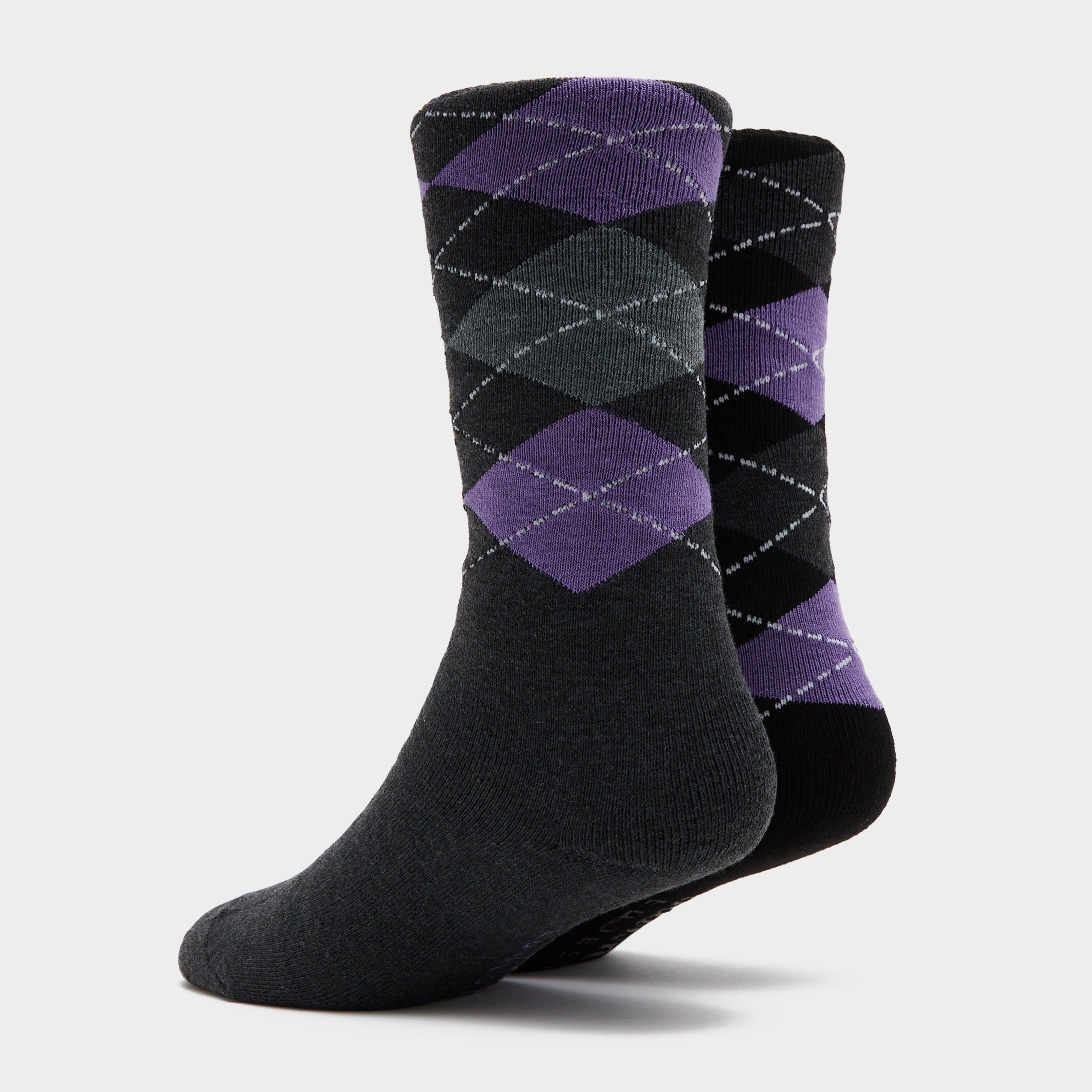 Womens Midweight Argyle Lingfield 2 Pack Socks Charcoal/Black