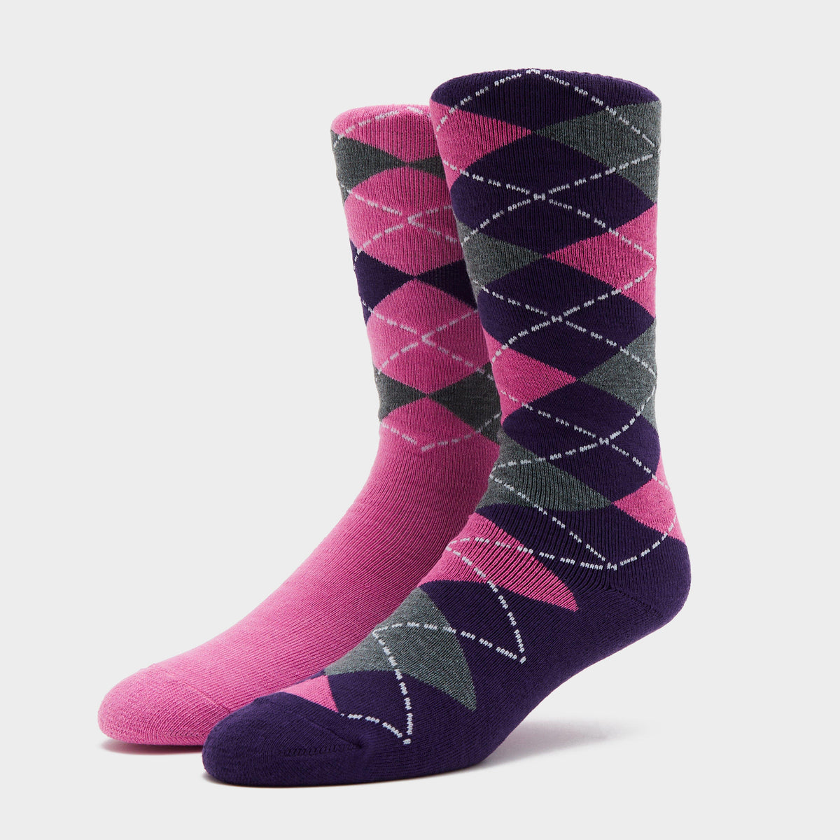 Womens Midweight Argyle Lingfield 2 Pack Socks Medium Pink/Purple