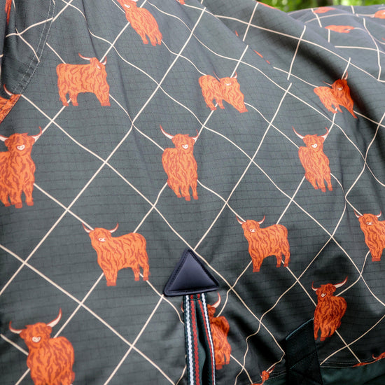 Original 100g Light-Medium Combo Neck Turnout Rug Olive Cow