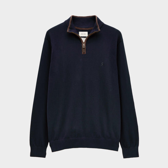 Men's Hillside Navy Quarter Zip Knitted Jumper