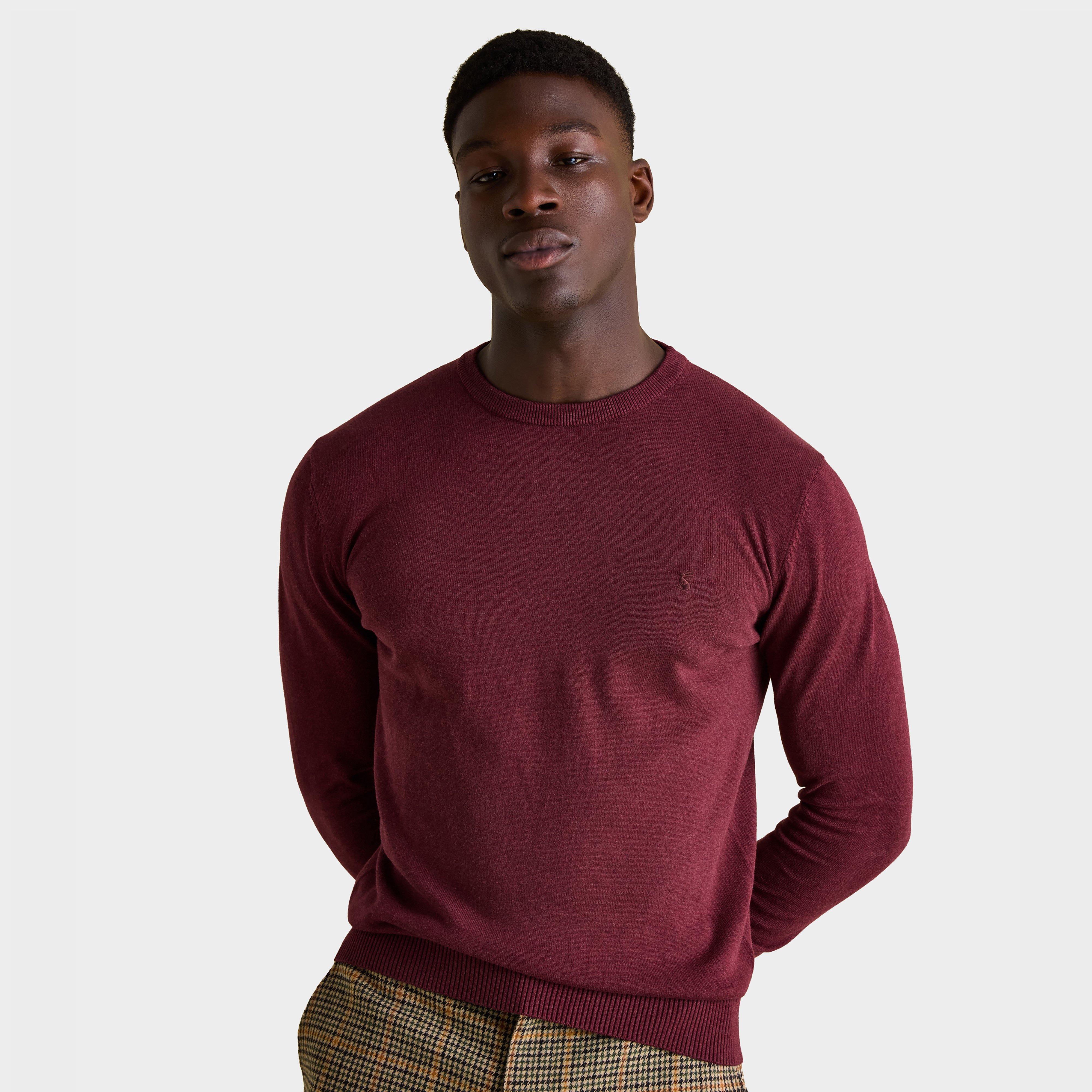 Men's Hillside Crew Neck Knitted Jumper Burgundy