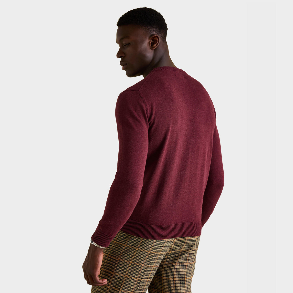 Men's Hillside Crew Neck Knitted Jumper Burgundy
