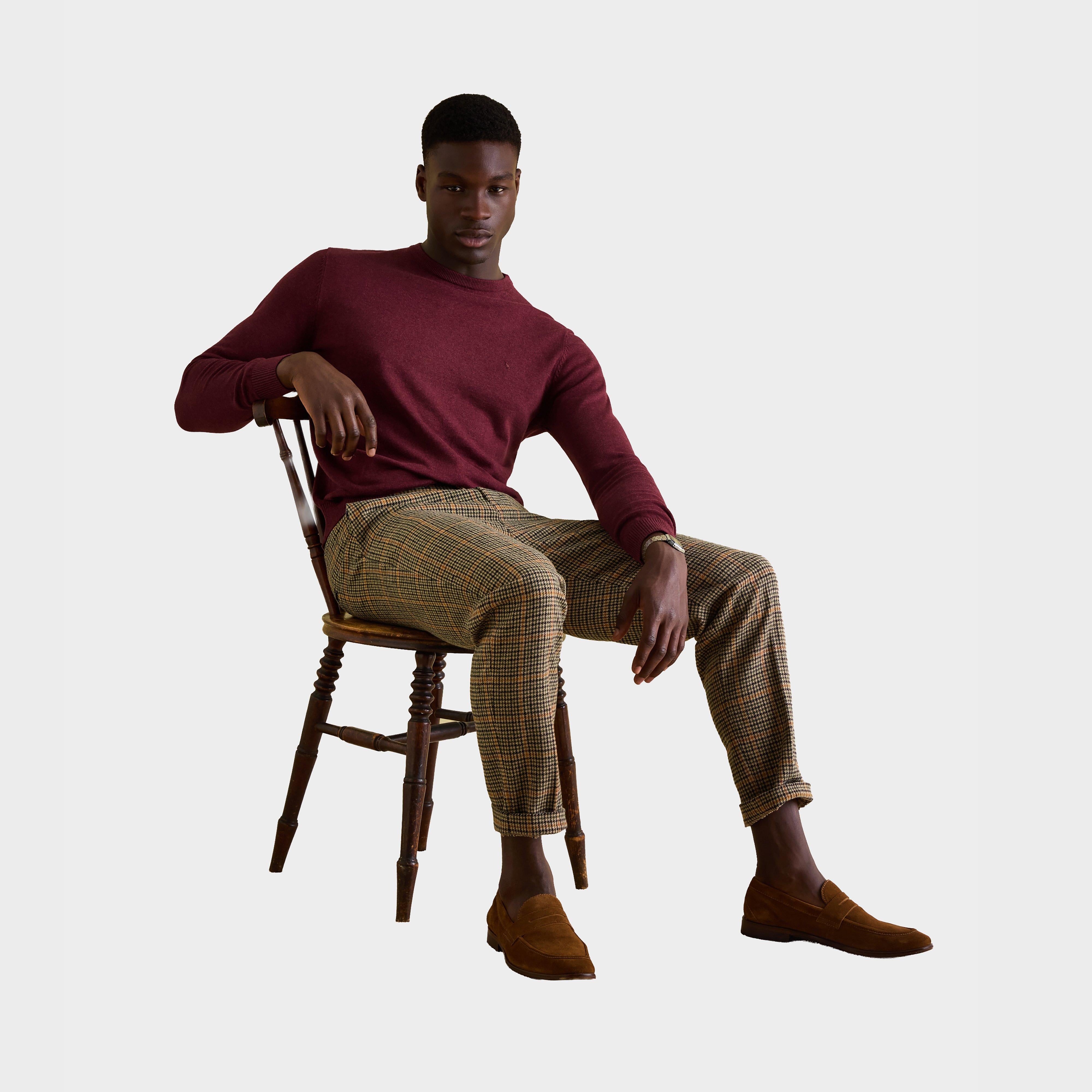 Men's Hillside Crew Neck Knitted Jumper Burgundy