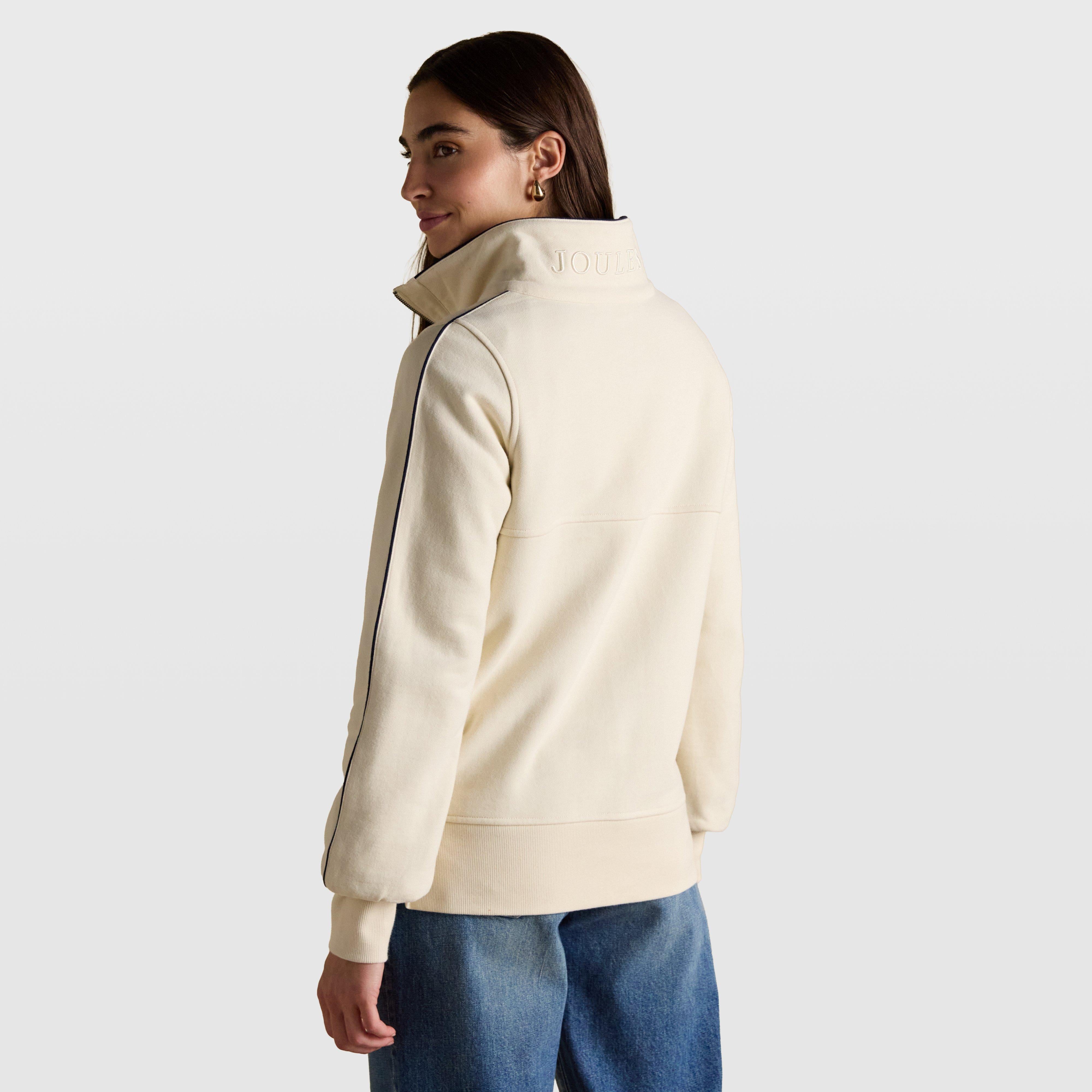 Womens Bronte Funnel Neck Quarter Zip Sweatshirt Cream