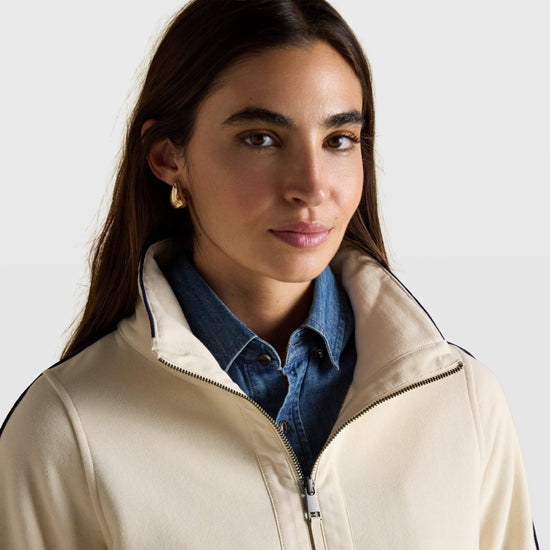 Womens Bronte Funnel Neck Quarter Zip Sweatshirt Cream