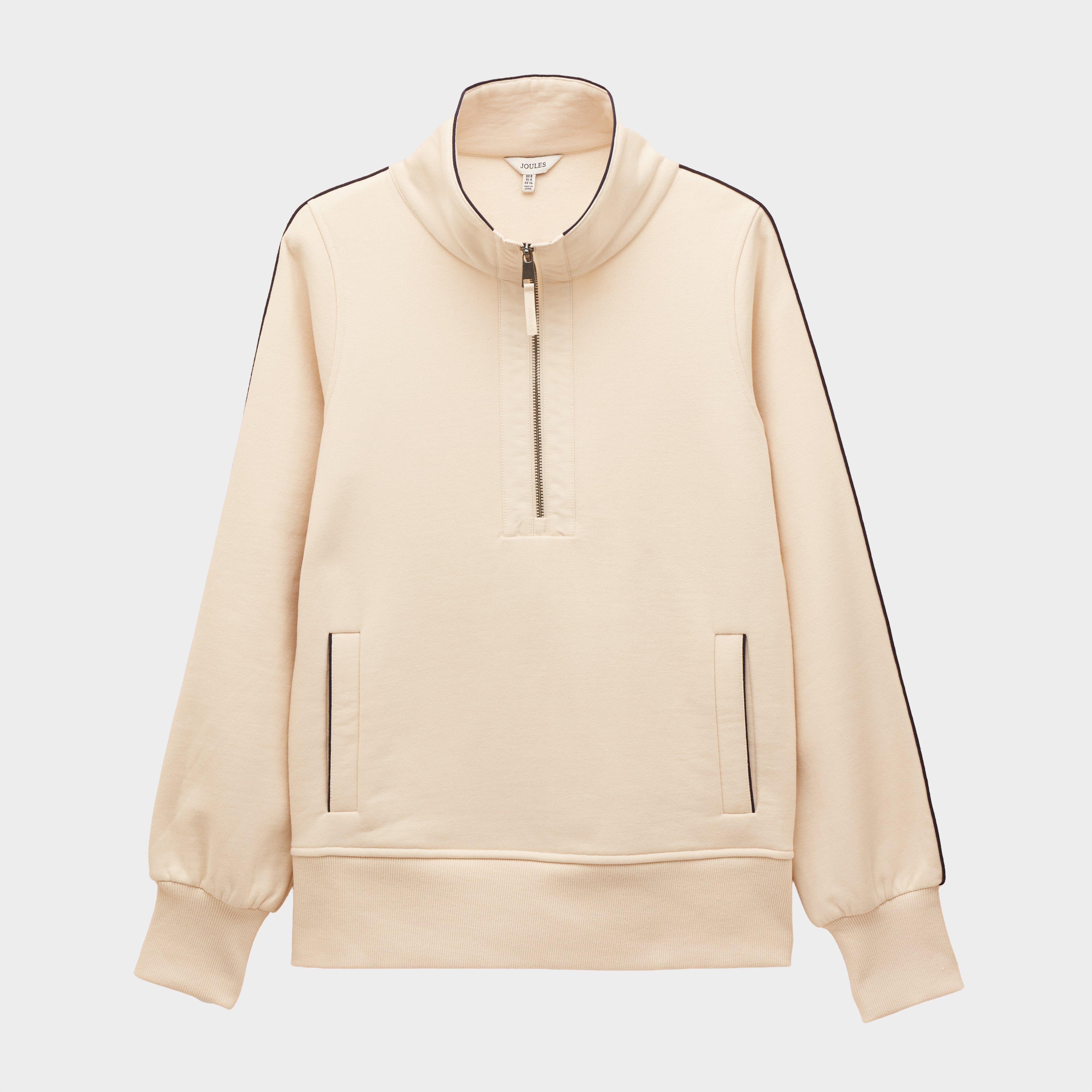 Womens Bronte Funnel Neck Quarter Zip Sweatshirt Cream