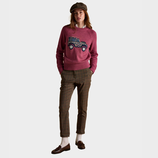 Women's Rutland Pink Intarsia 4x4 Cotton Rich Knitted Jumper