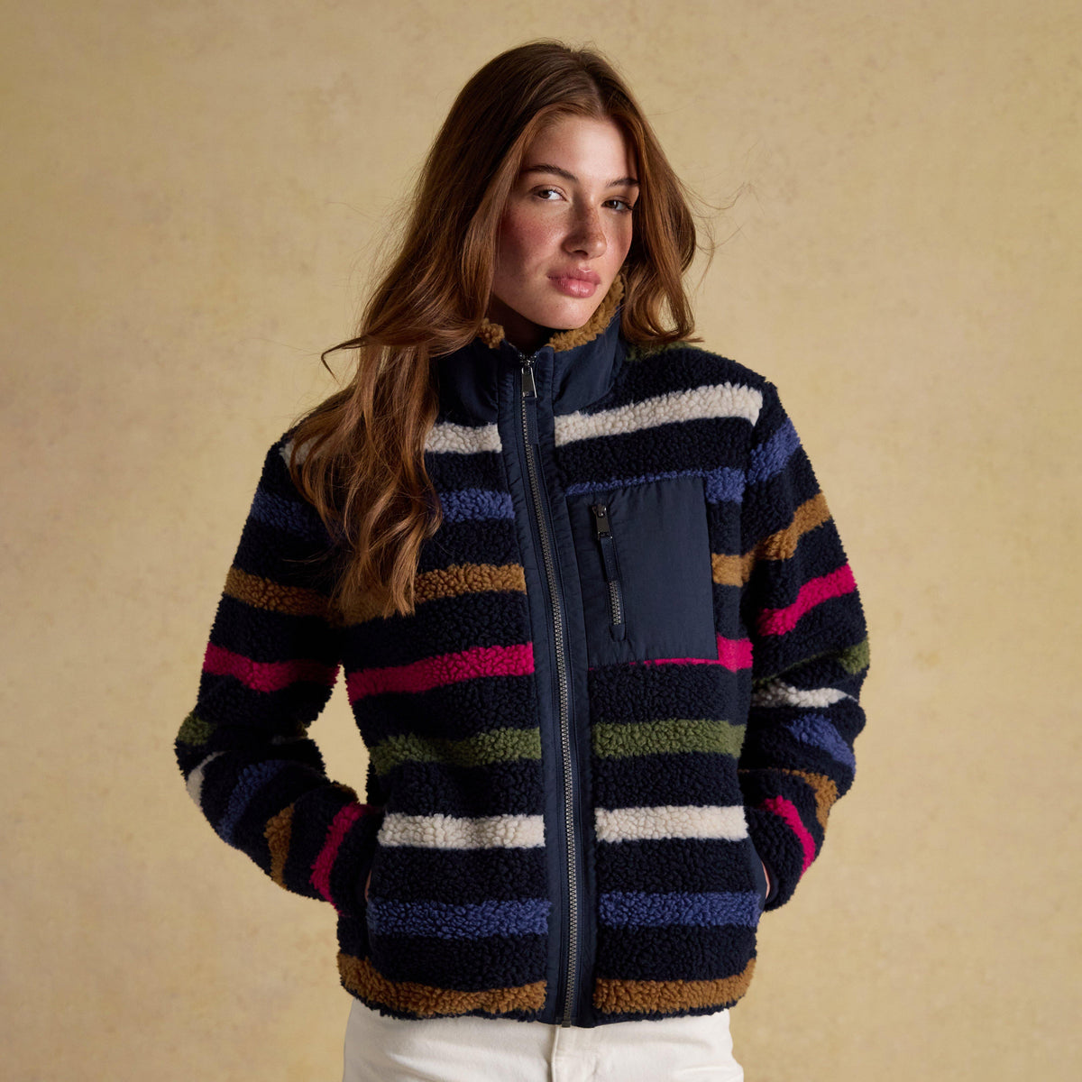 Women's Lottie Multi Stripe Borg Fleece