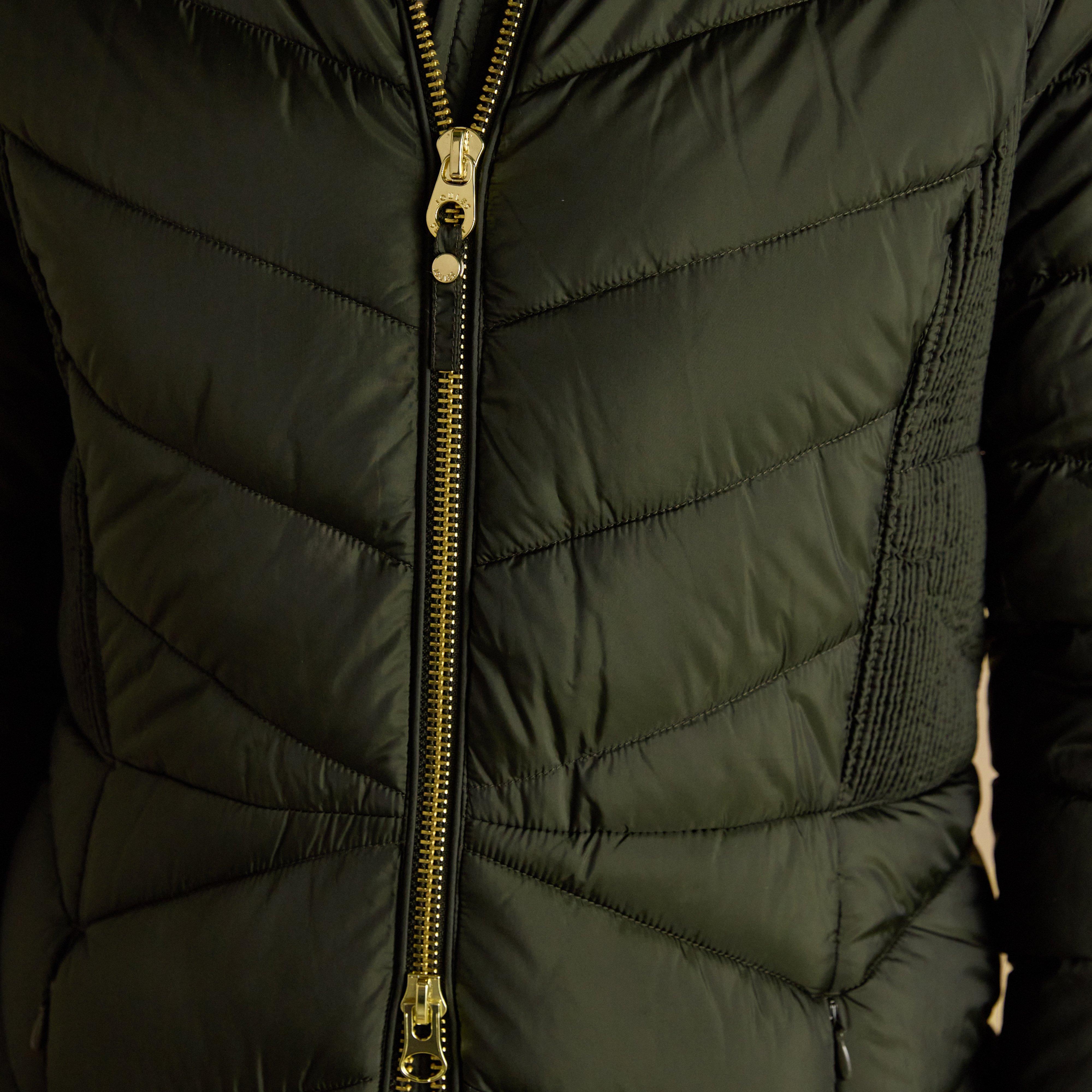 Womens Pembury Showerproof Longline Padded Coat With Hood Khaki