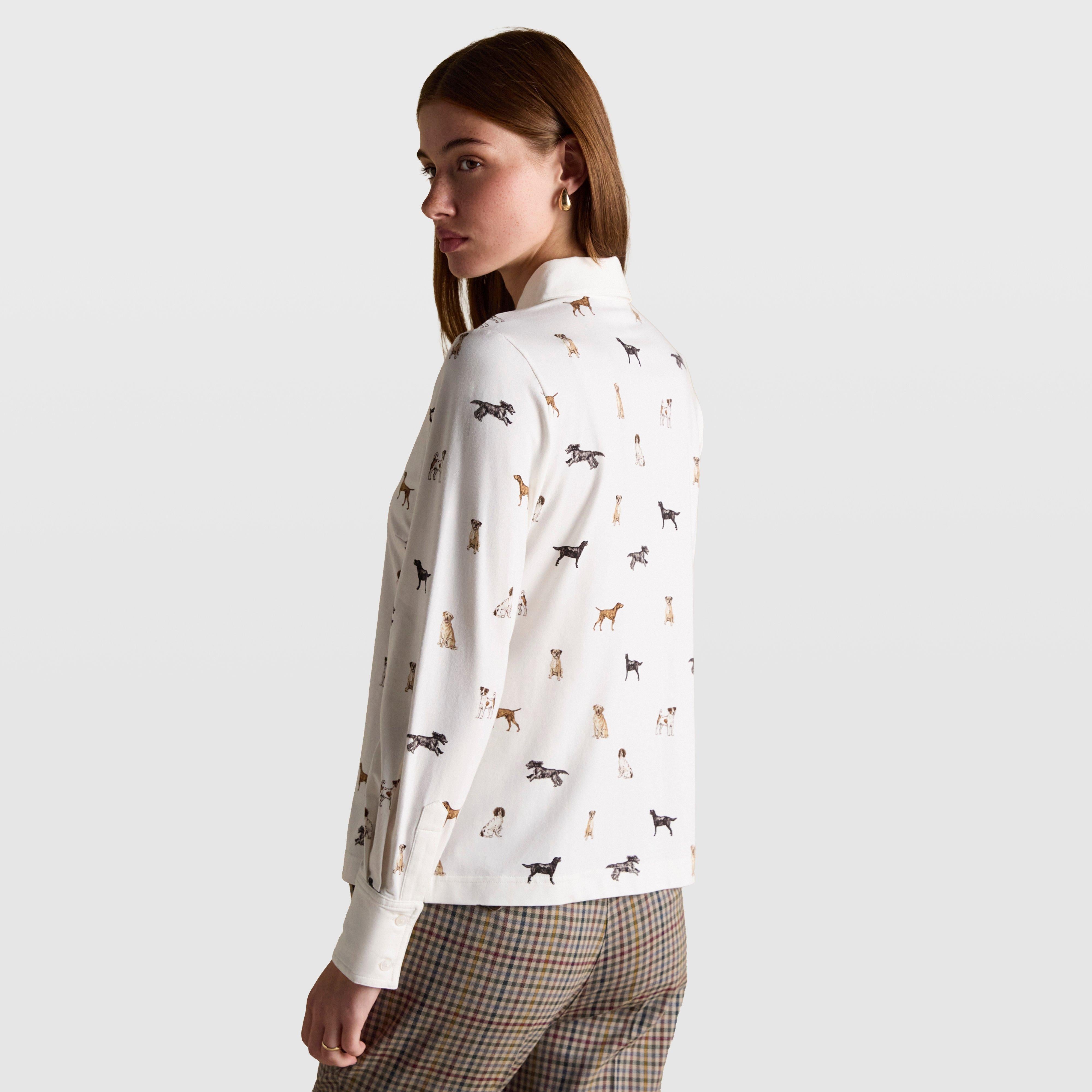 Womens Eleanor Tomlinson Dogs Jersey Shirt White