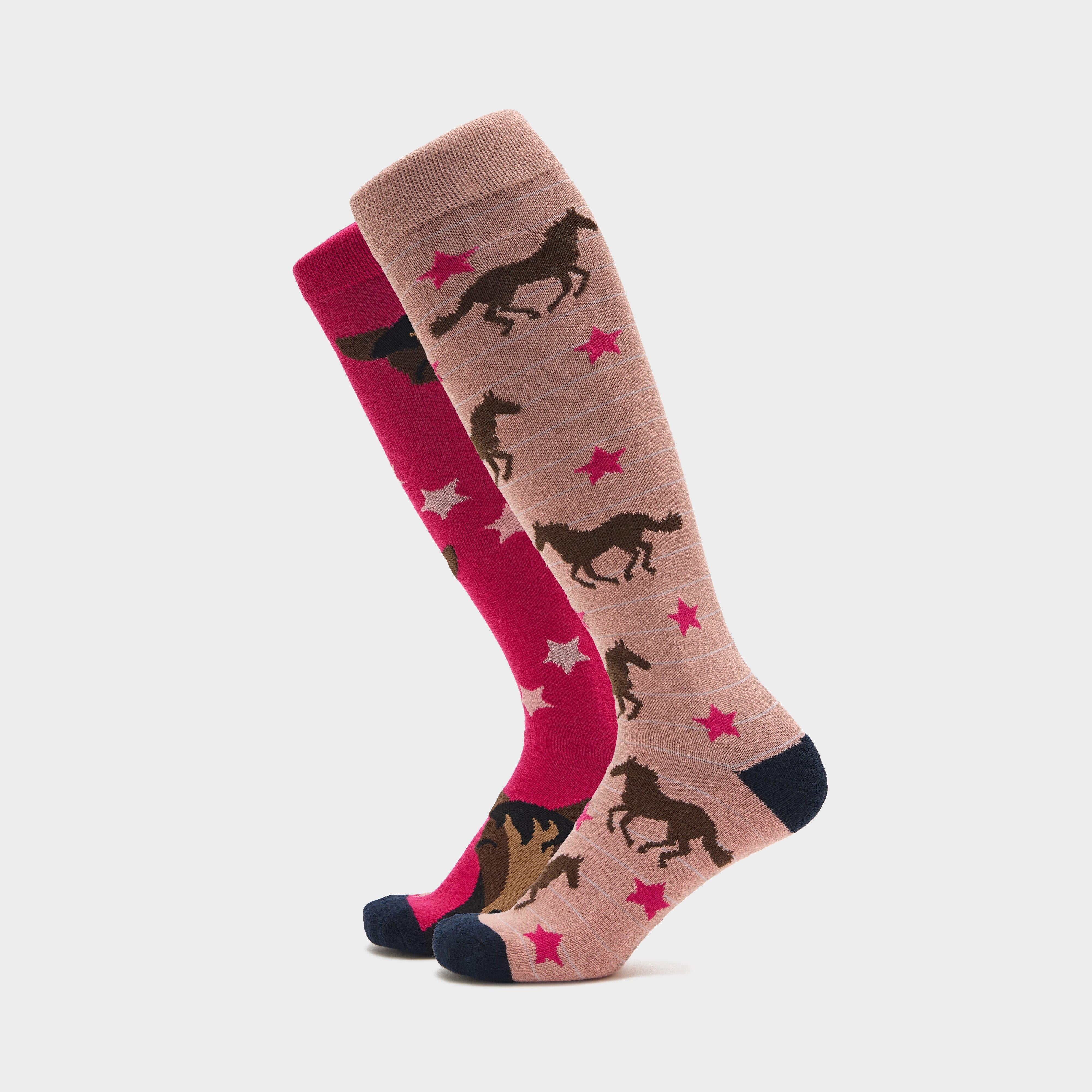 Women's Knee-High Equestrian Socks 2 Pack Navy Horse