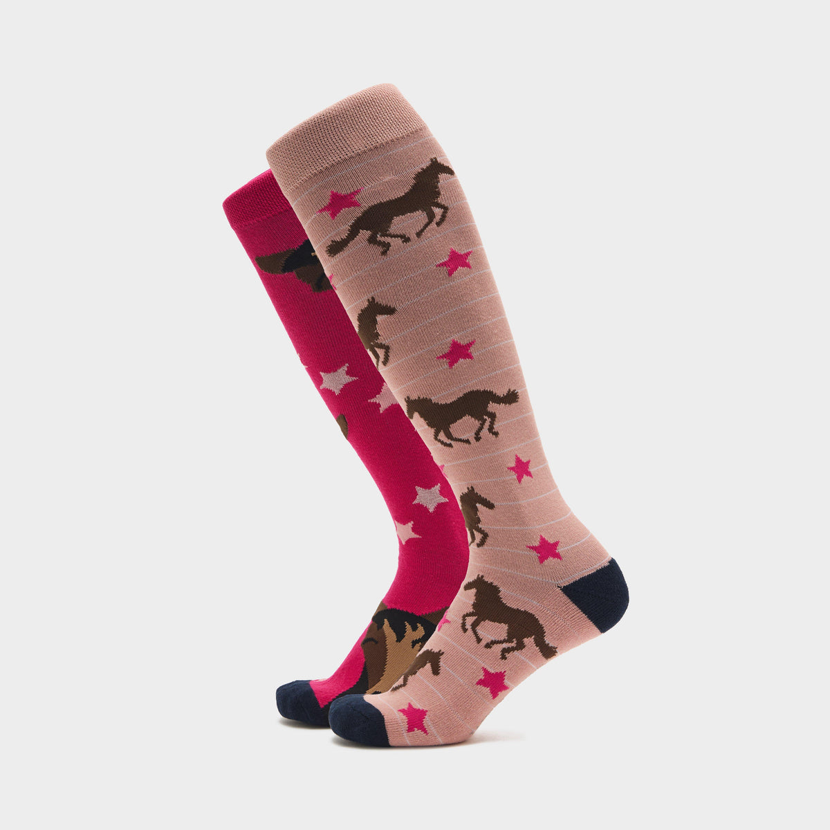 Women's Knee-High Equestrian Socks 2 Pack Navy Horse
