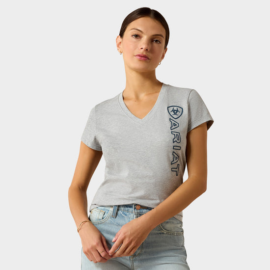 Women's Vertical Logo V T-Shirt Heather Grey