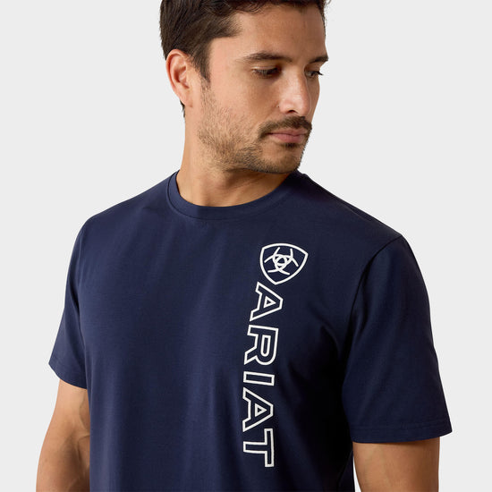 Men's Vertical Logo Short Sleeved Top Navy