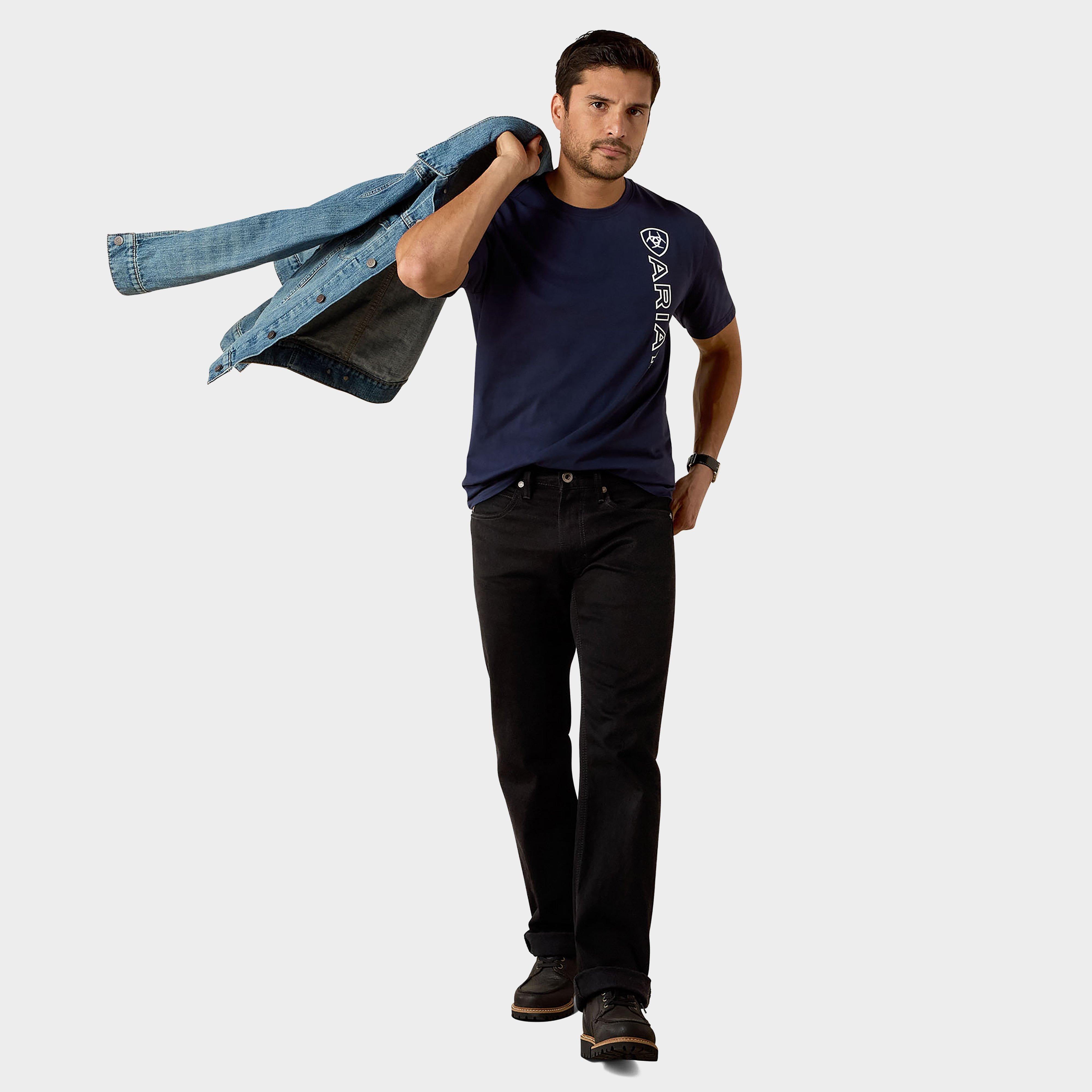 Men's Vertical Logo Short Sleeved Top Navy