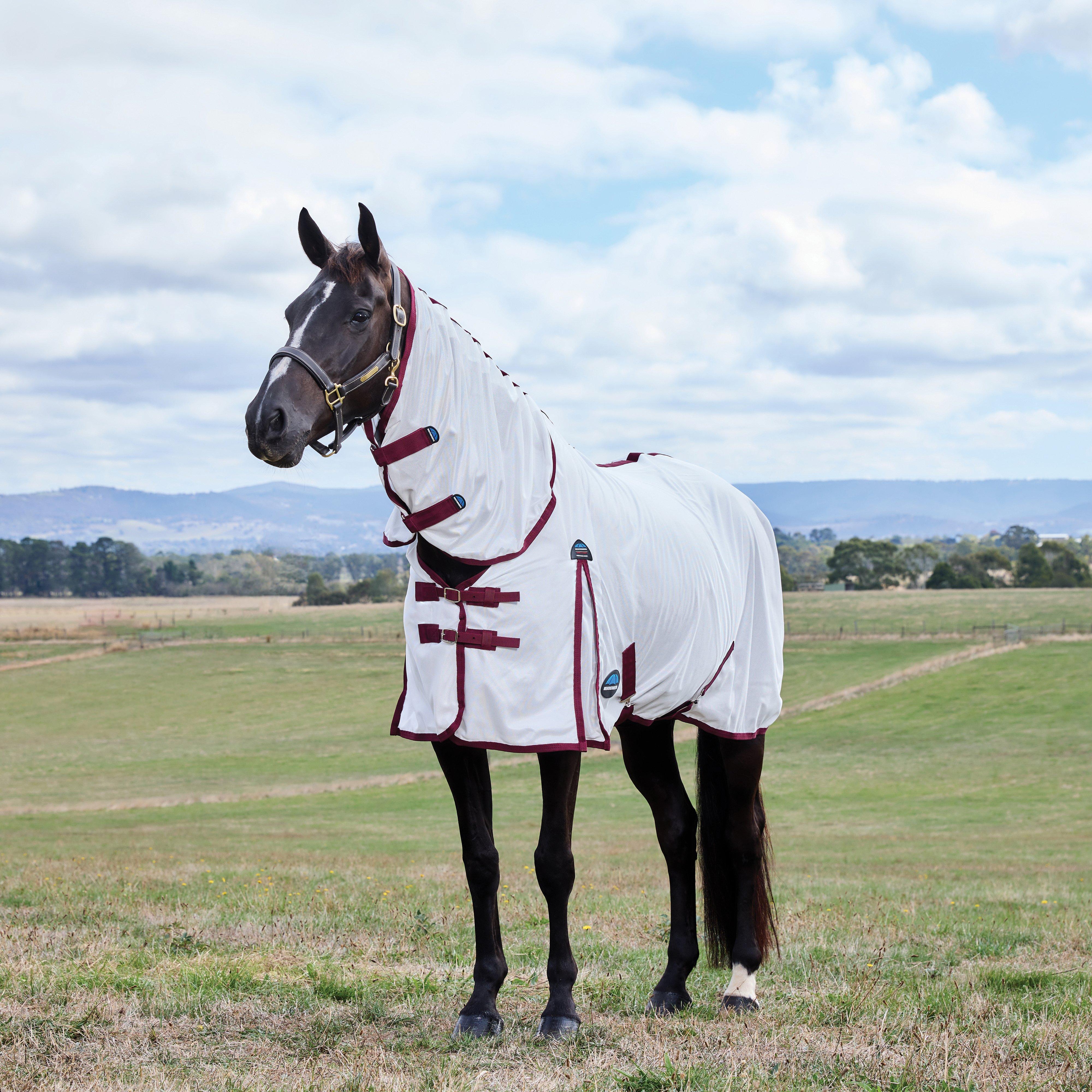 ComFiTec Essential Combo Neck Fly Sheet White/Burgundy