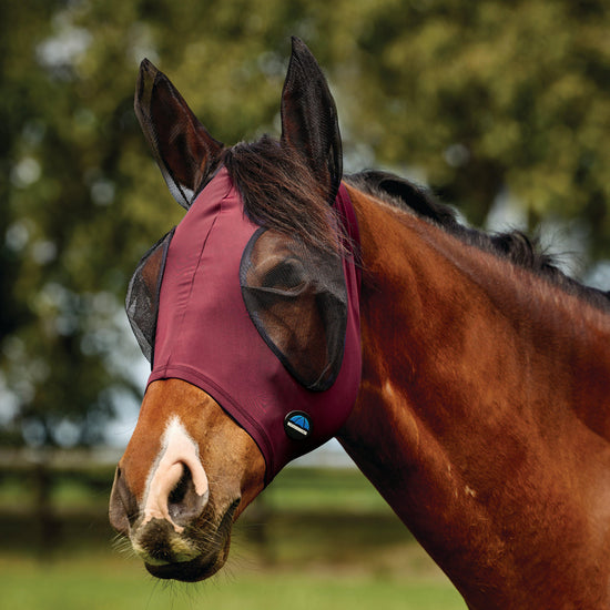 ComFiTec Deluxe Stretch Fly Mask with Ears Burgundy