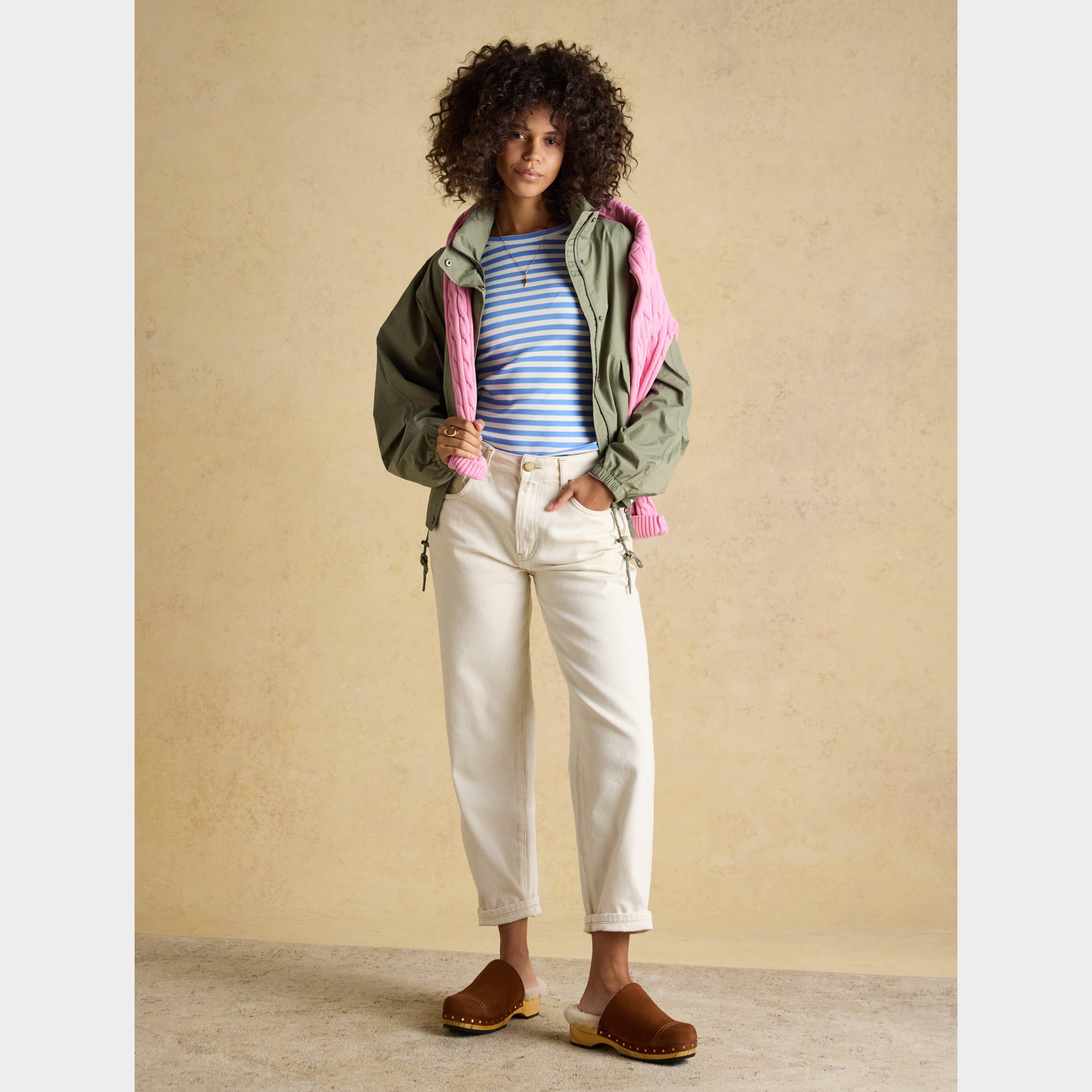 Women's Sophie Navy Striped Long Sleeve Ribbed Fitted T-Shirt