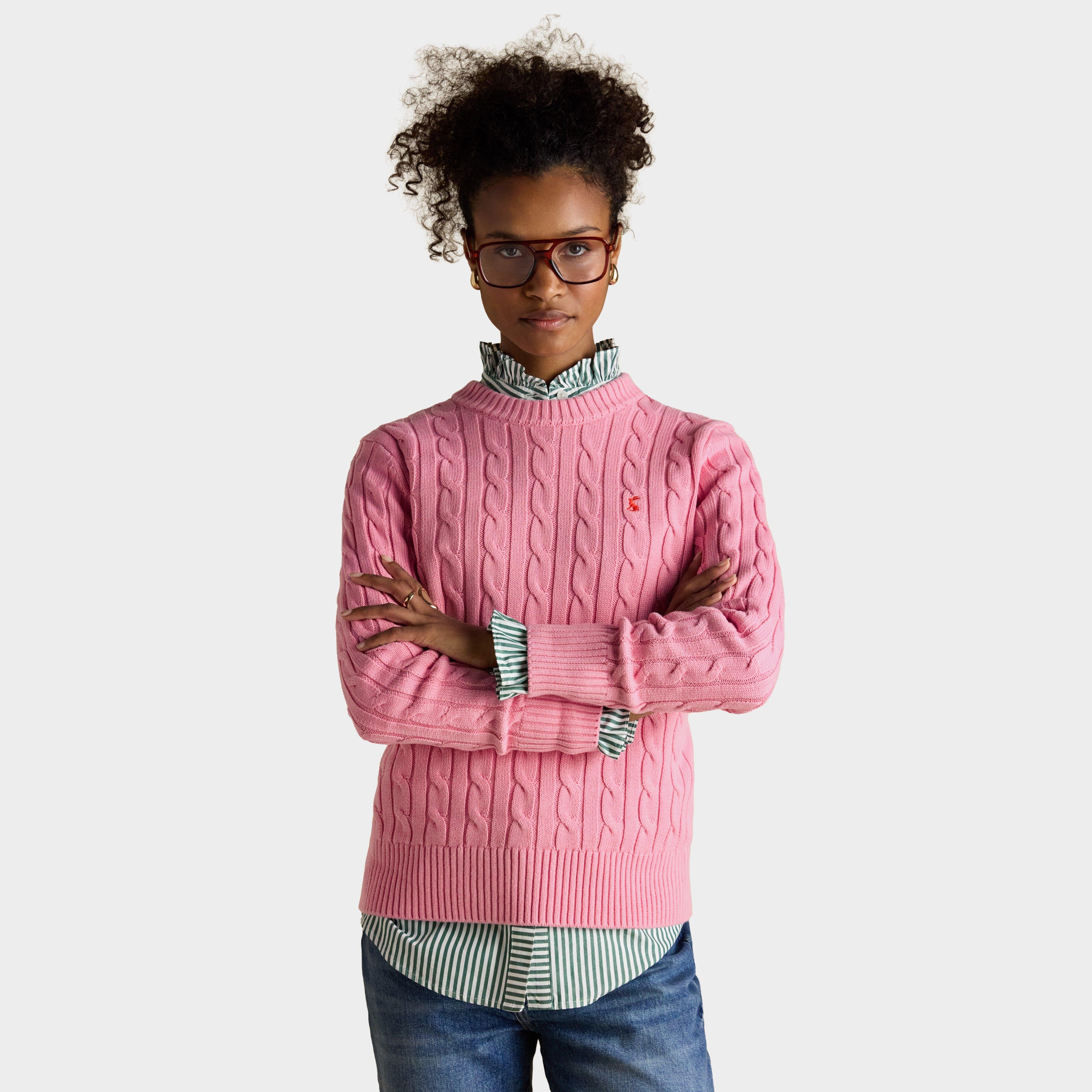 Classic Crew Neck Cotton Cable Knit Jumper