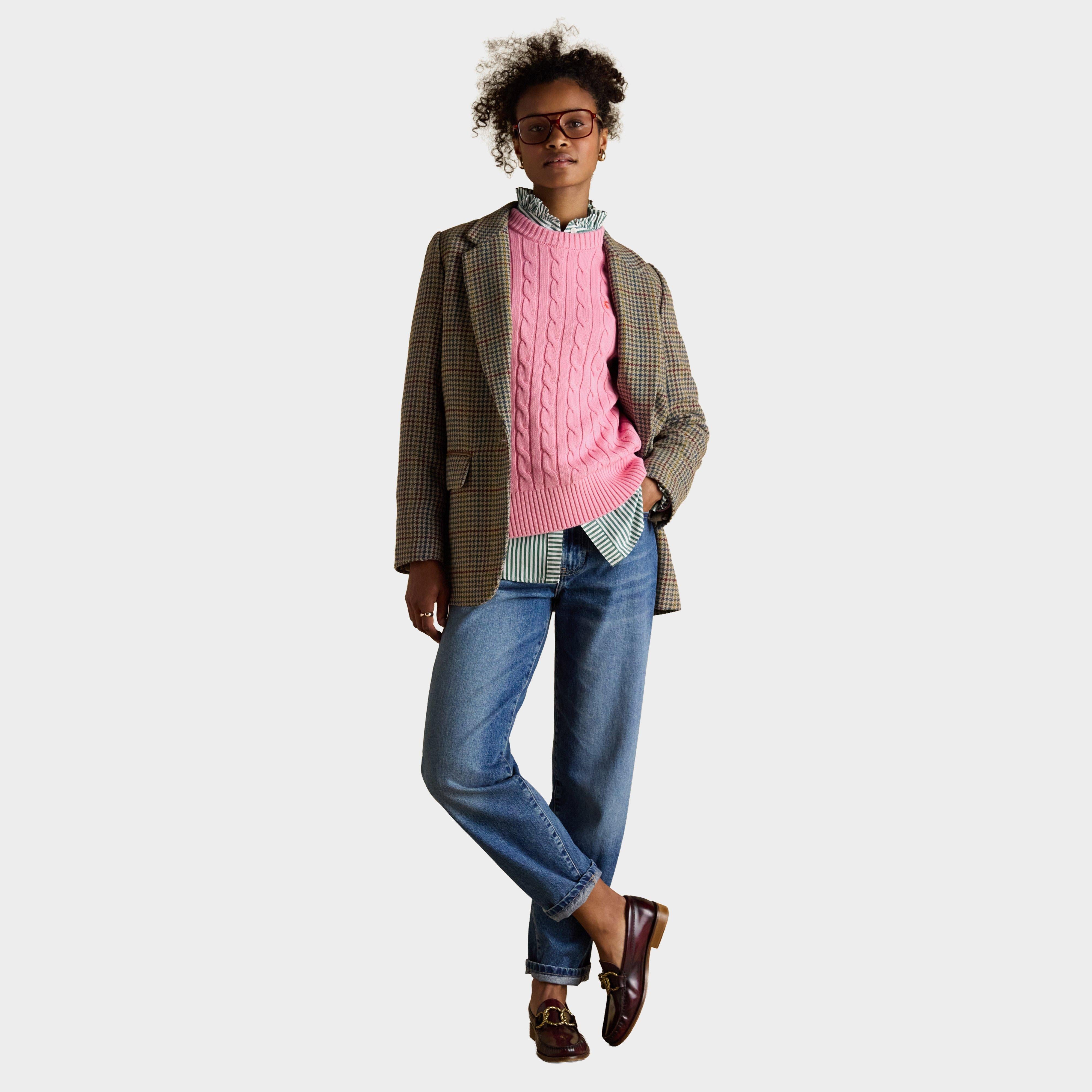 Classic Crew Neck Cotton Cable Knit Jumper