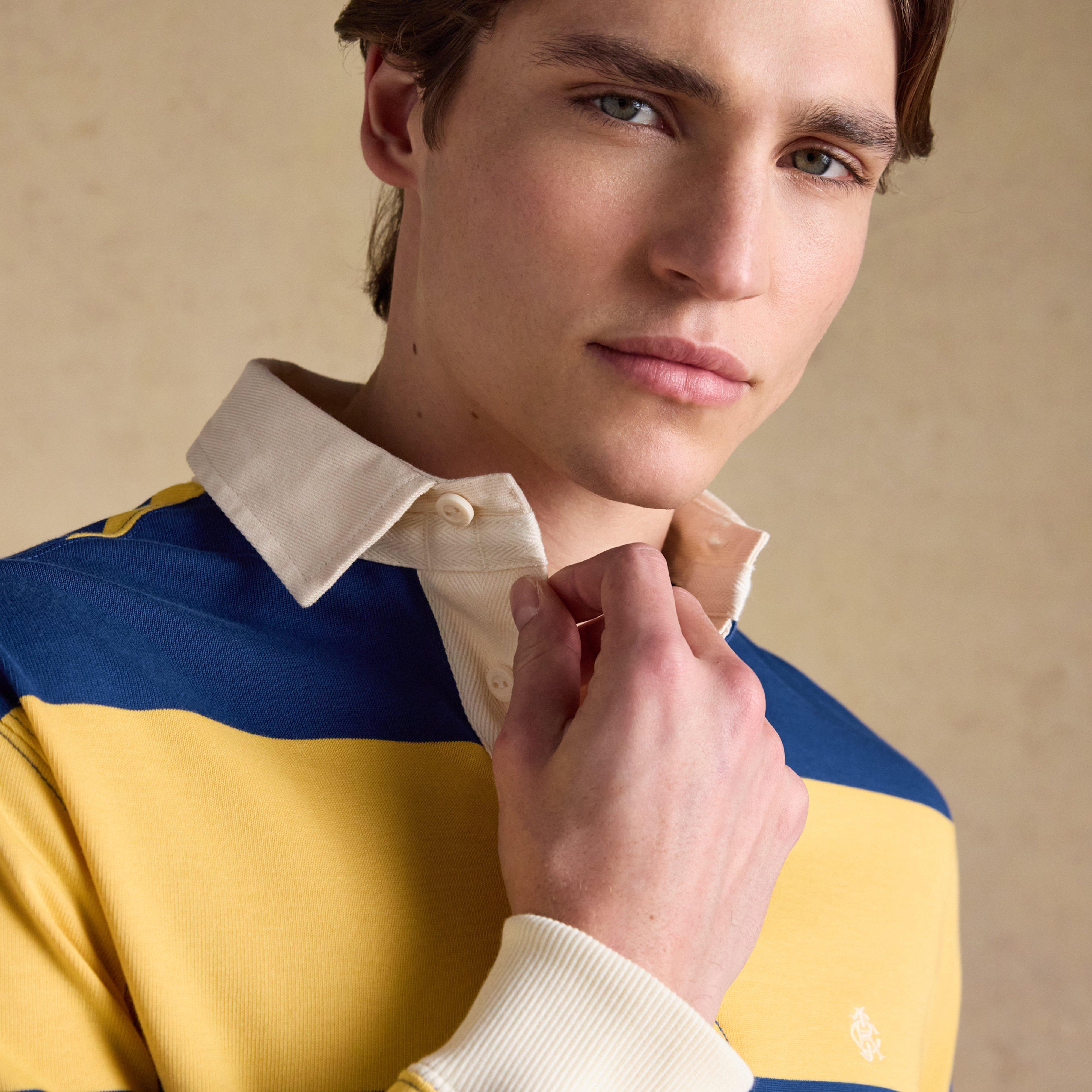 Men's Striped Long Sleeve Rugby Shirt