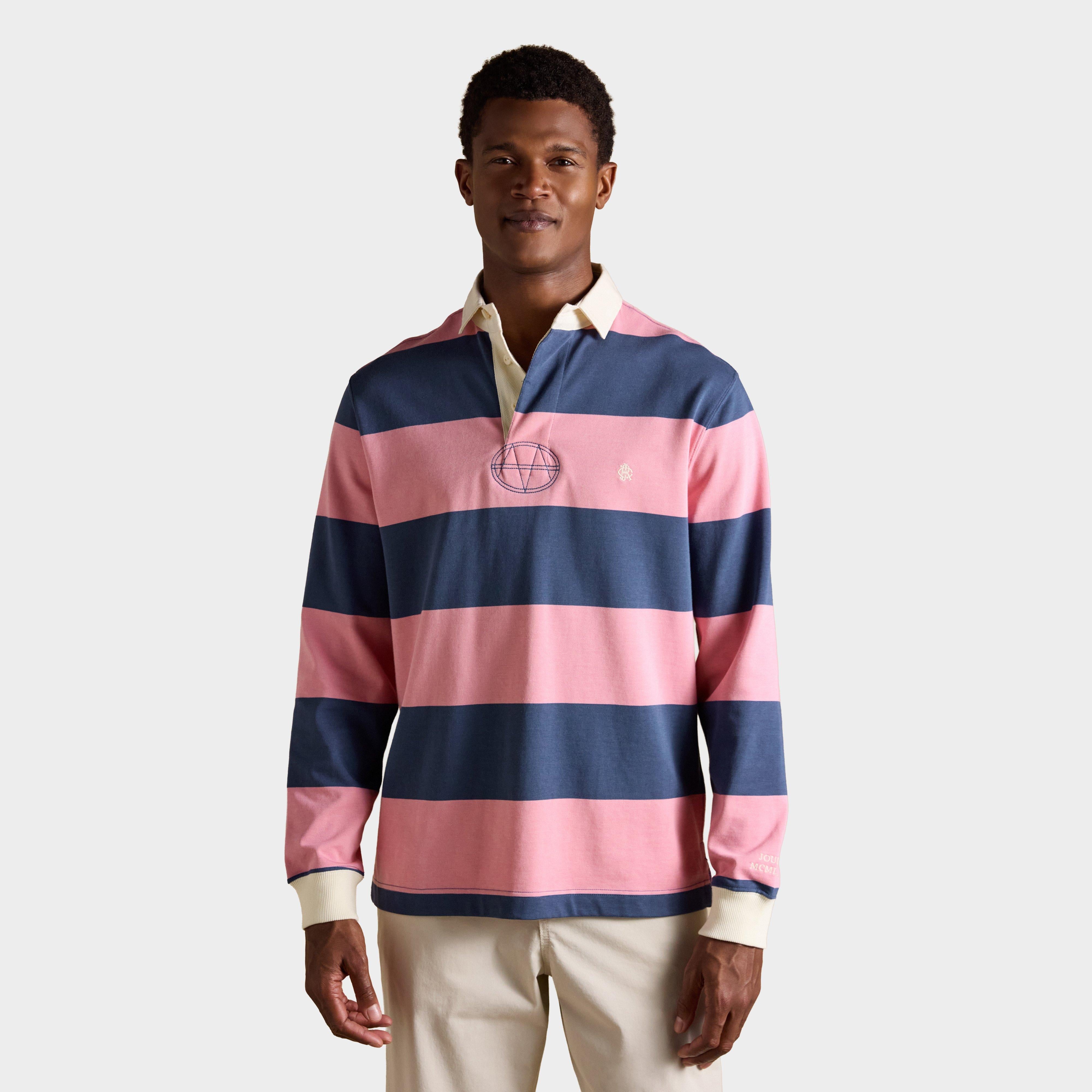 Men's Striped Long Sleeve Rugby Shirt