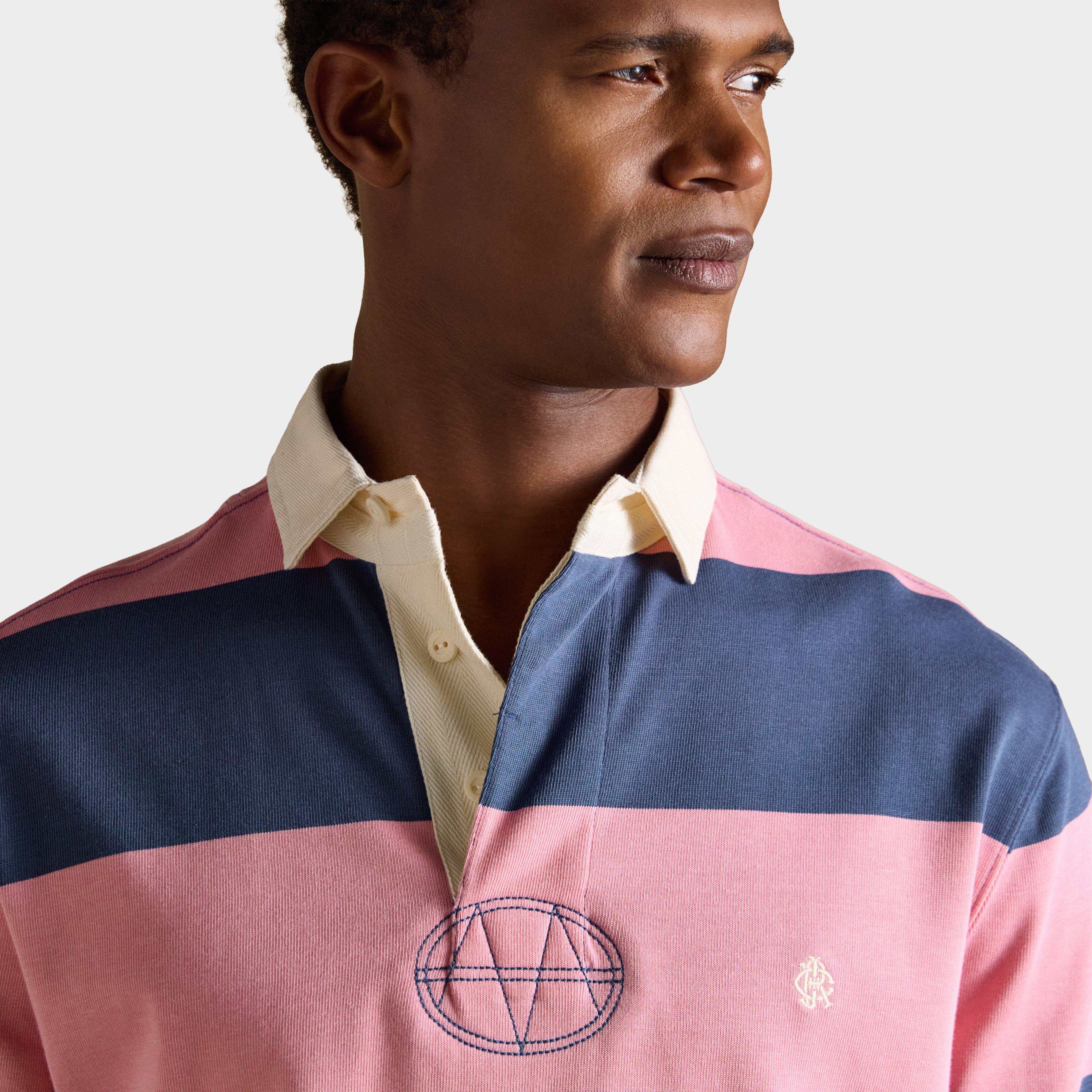 Men's Striped Long Sleeve Rugby Shirt