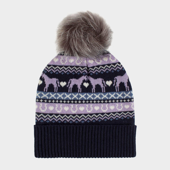 Kids' Fika Fairisle Junior Pom Pom Beanie