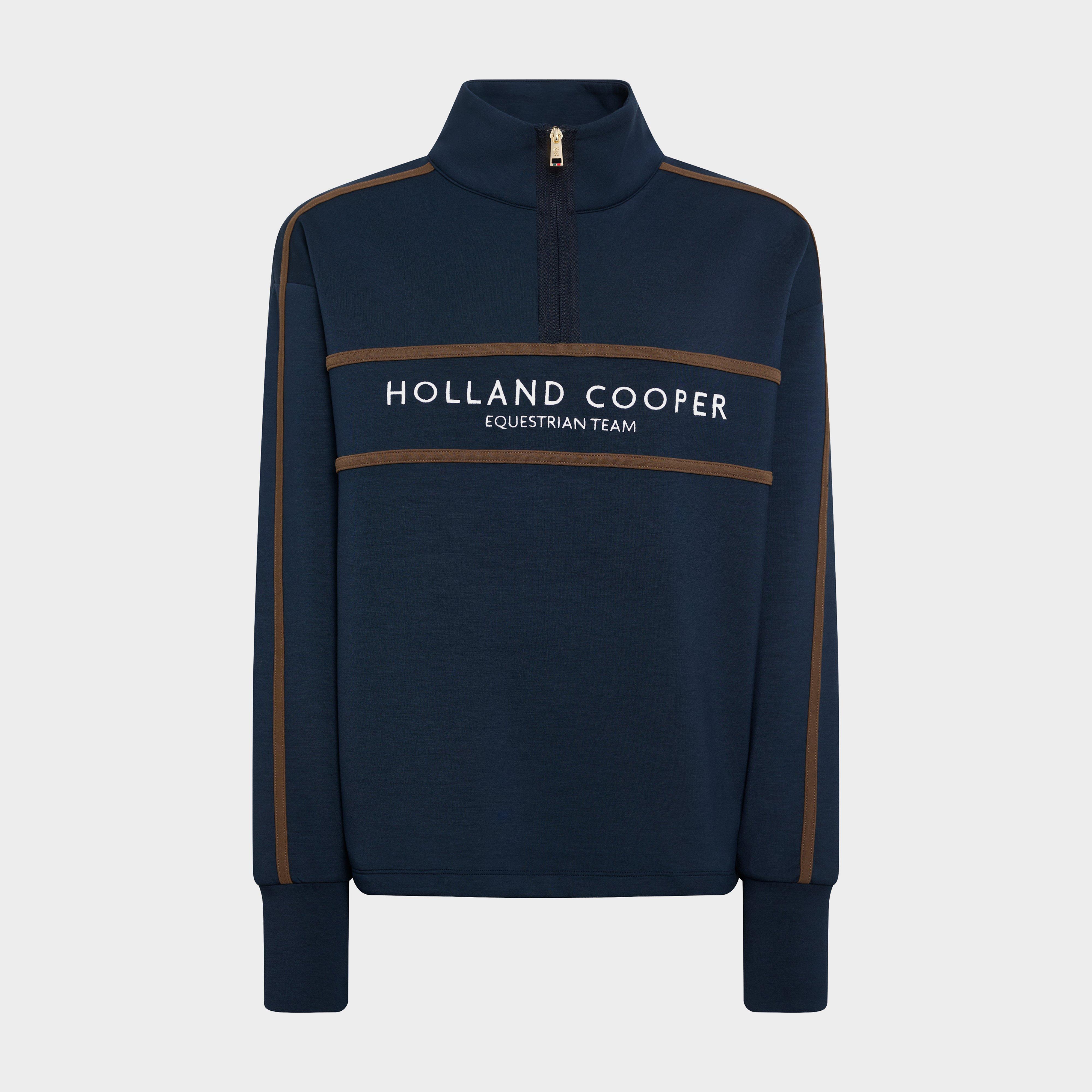 Women's Equestrian Quarter Zip Neck Sweat, Ink Navy