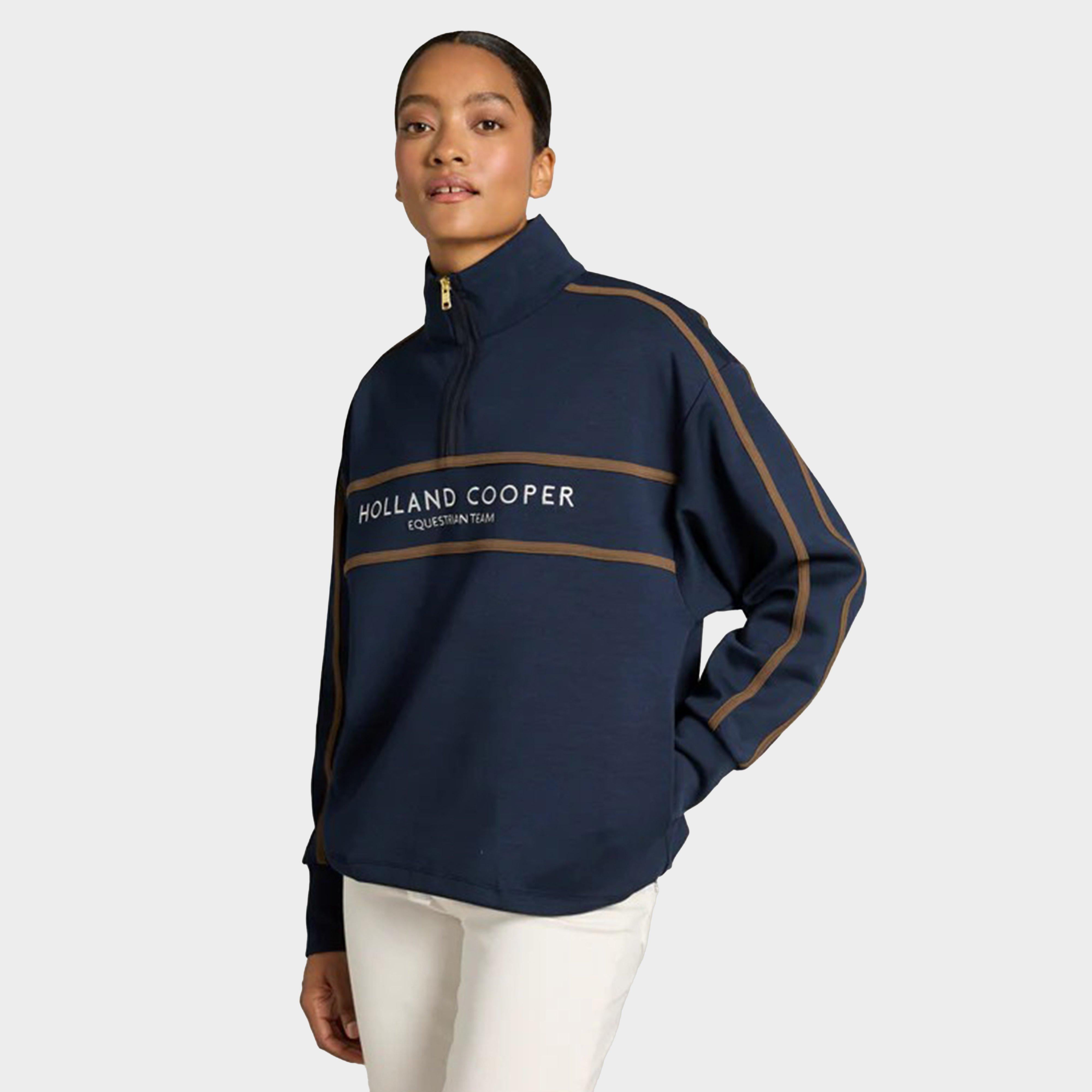 Women's Equestrian Quarter Zip Neck Sweat, Ink Navy