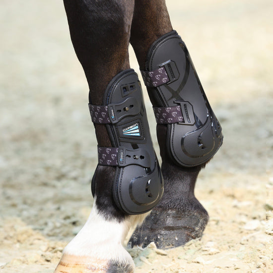 Carbon Open Fronted Tendon Boots Black