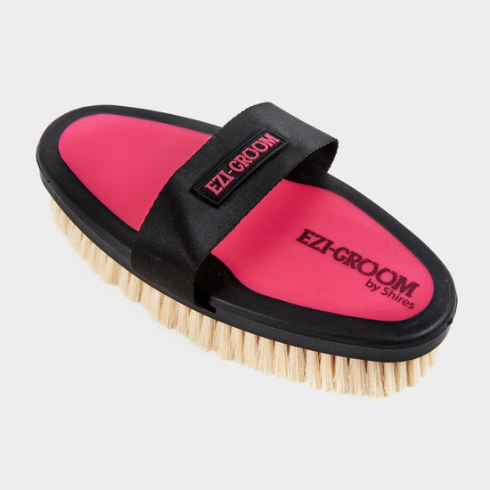 EZI-GROOM Grip Body Brush with Goat Hair Bright Pink