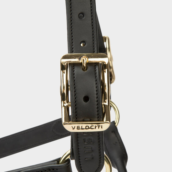 Lusso Soria Control Leather Headcollar Black