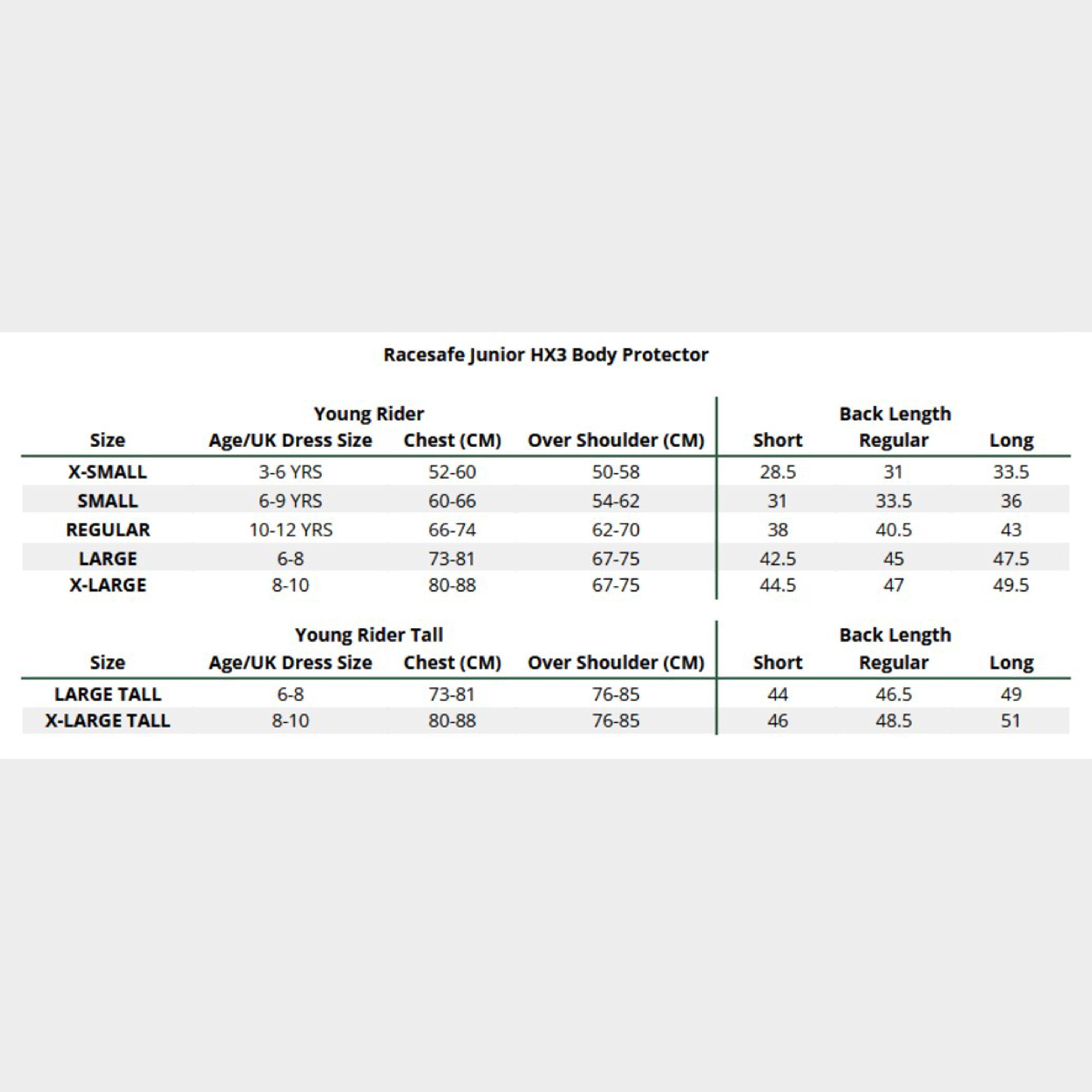 Junior HX3 Young Rider Body Protector XL Tall Black