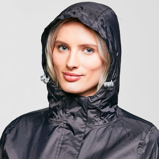 Womens Packable Hooded Jacket Black