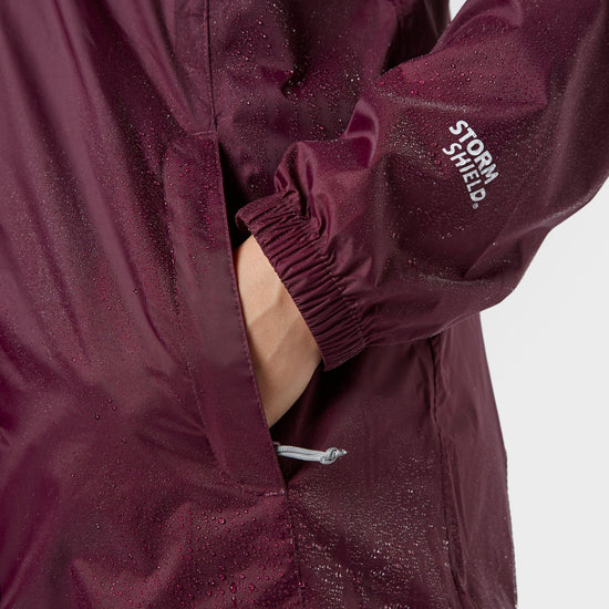 Womens Packable Hooded Jacket Plum