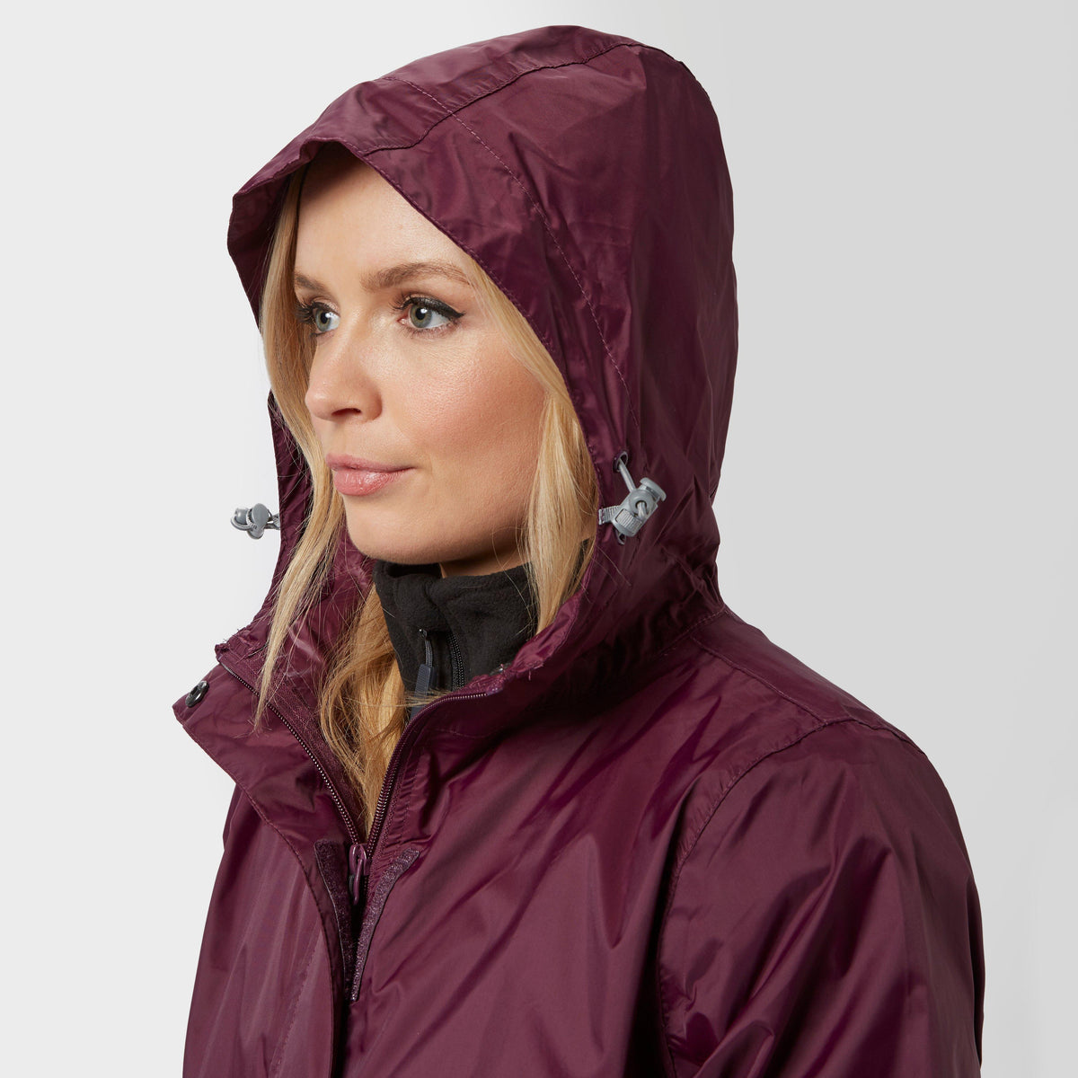 Womens Packable Hooded Jacket Plum