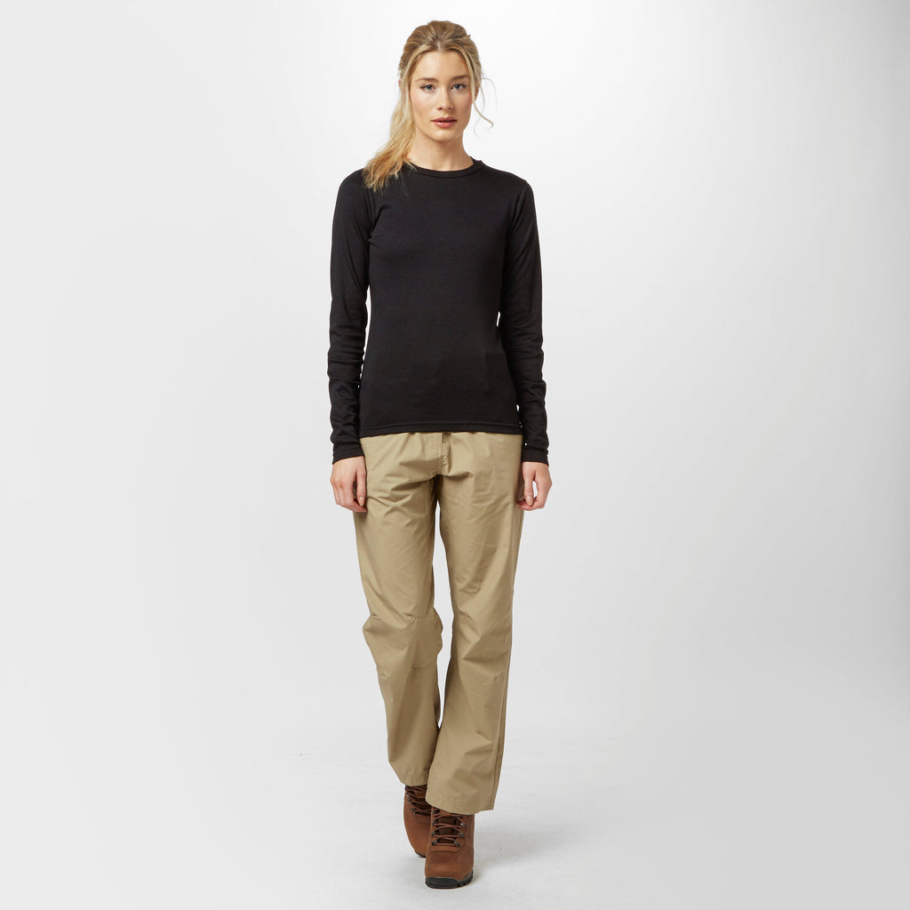Womens Long Sleeved Thermal Crew Neck Top Black