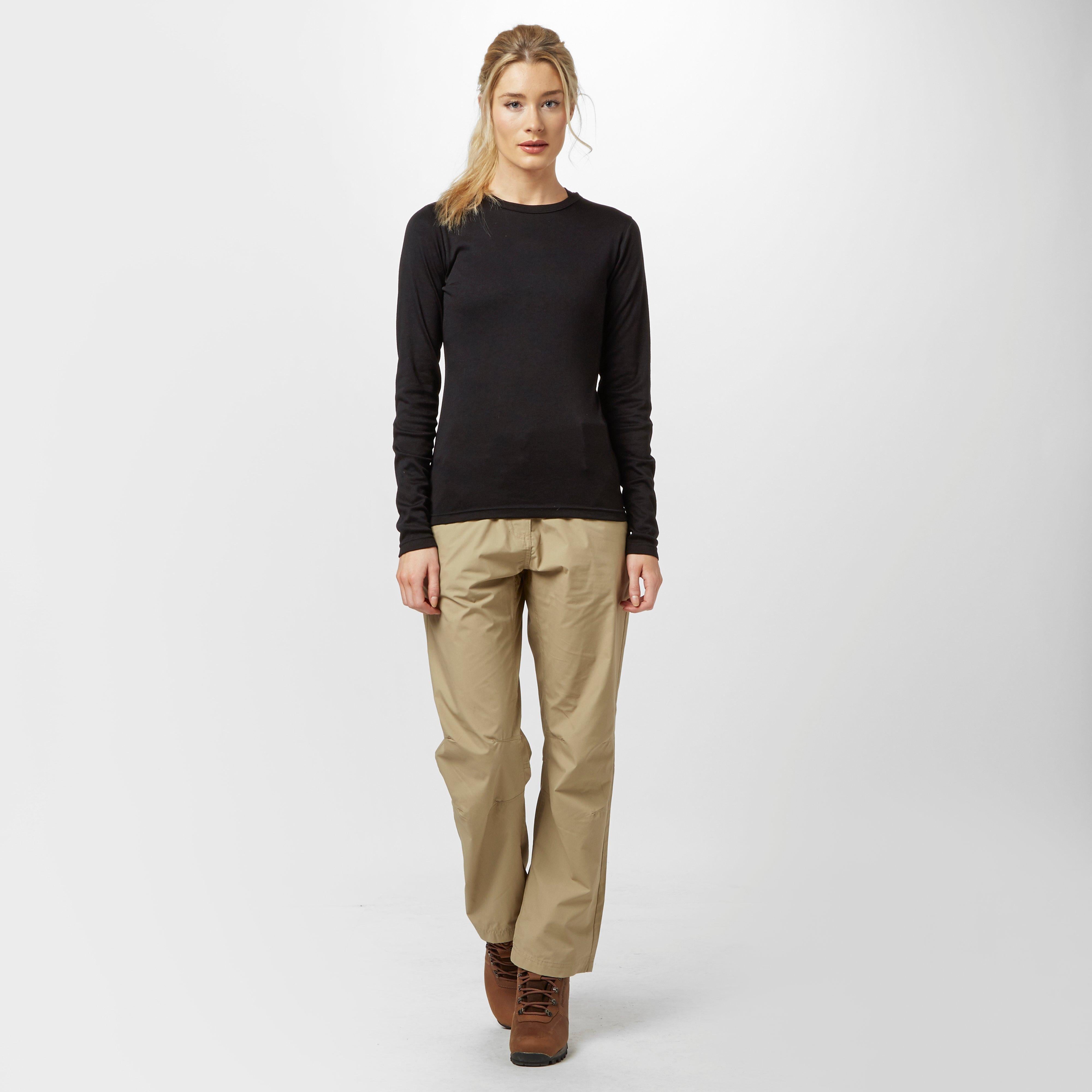 Womens Long Sleeved Thermal Crew Neck Top Black